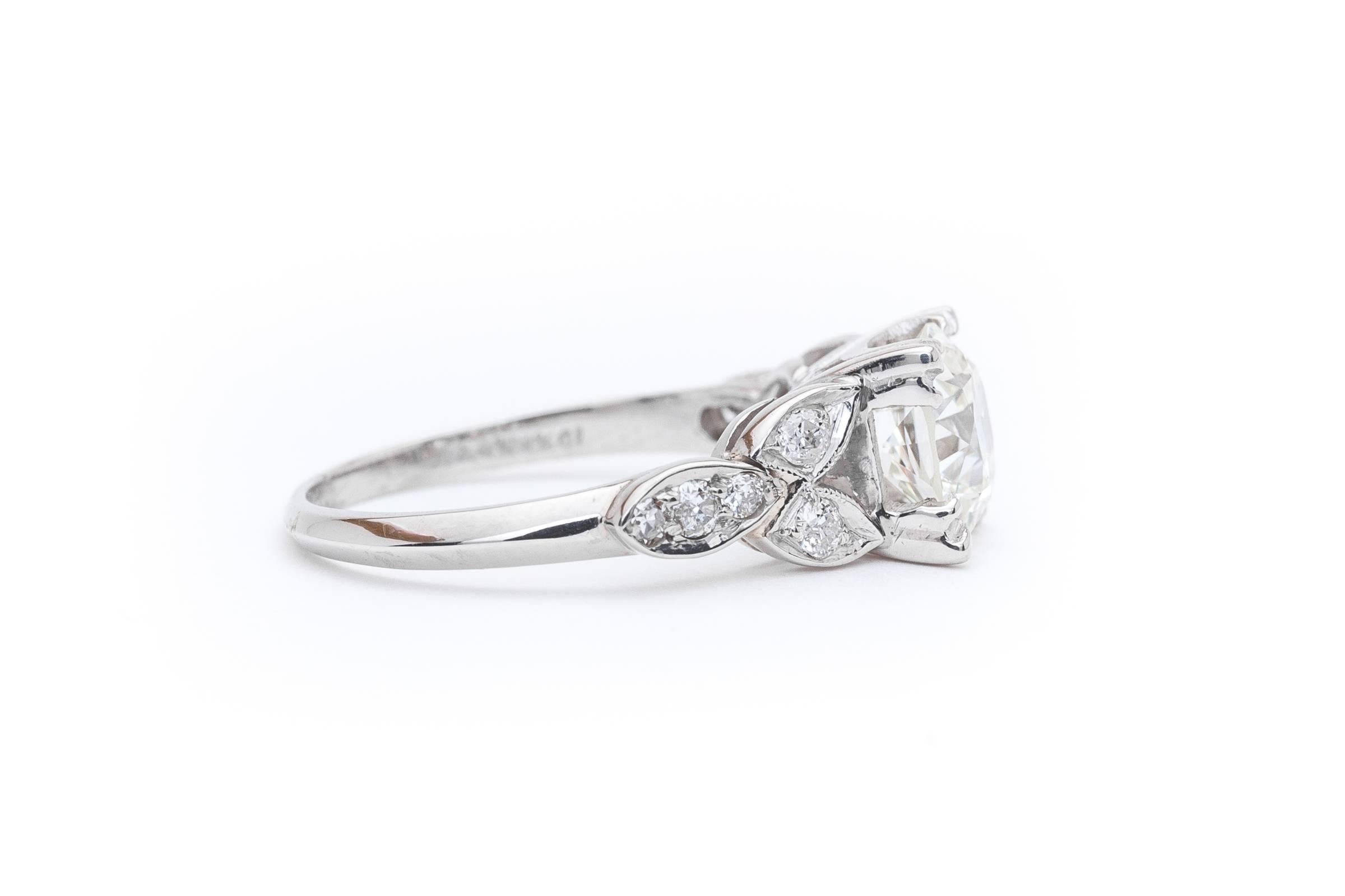 GIA Certified American 1.31 Carat Diamond Platinum Engagement Ring In Excellent Condition For Sale In Boston, MA