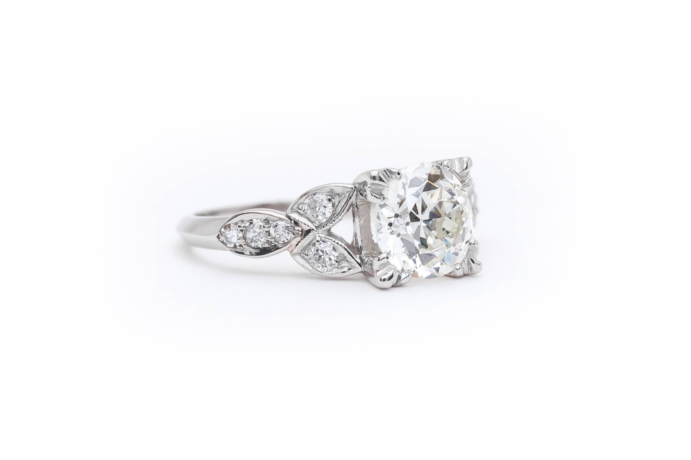 Art Deco GIA Certified American 1.31 Carat Diamond Platinum Engagement Ring For Sale