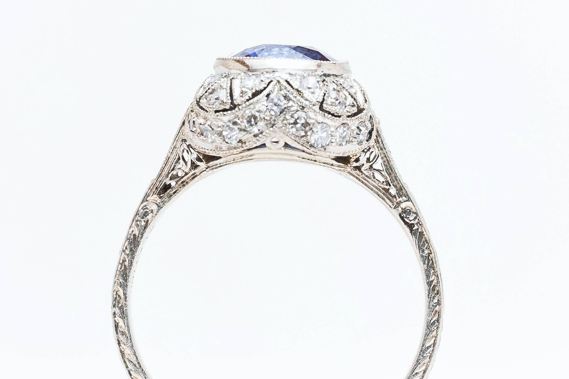 Fantastic Art Deco 1.20 Carat Sapphire Diamond Platinum Ring 1