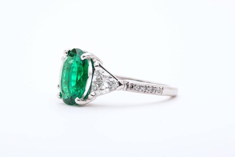 Phenomenal 2.44 Carat Emerald Diamond Platinum Ring at 1stDibs