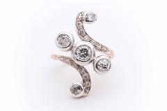 Fantastic Victorian 1.72 Carat Diamond Gold Platinum Swirl Ring