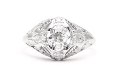 Art Deco 0.75 Carat Diamonds Platinum Filigree Engagement Ring