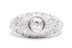 Sparkling Diamond Swirl Design Filigree Ring in White Gold