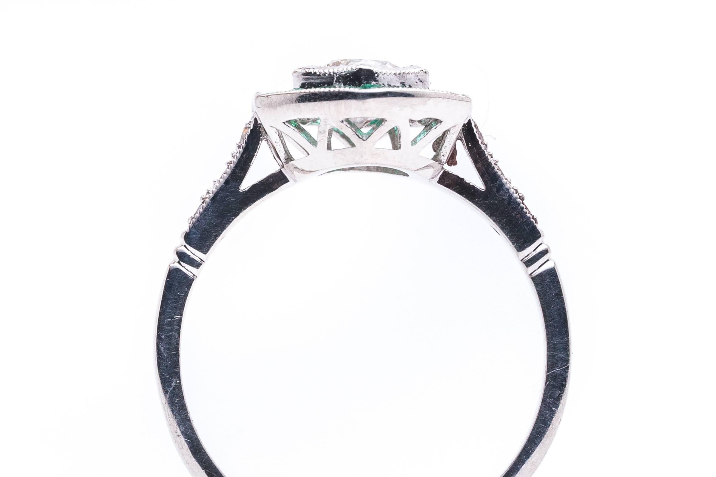 Diamond Emerald Target Ring in Platinum 1