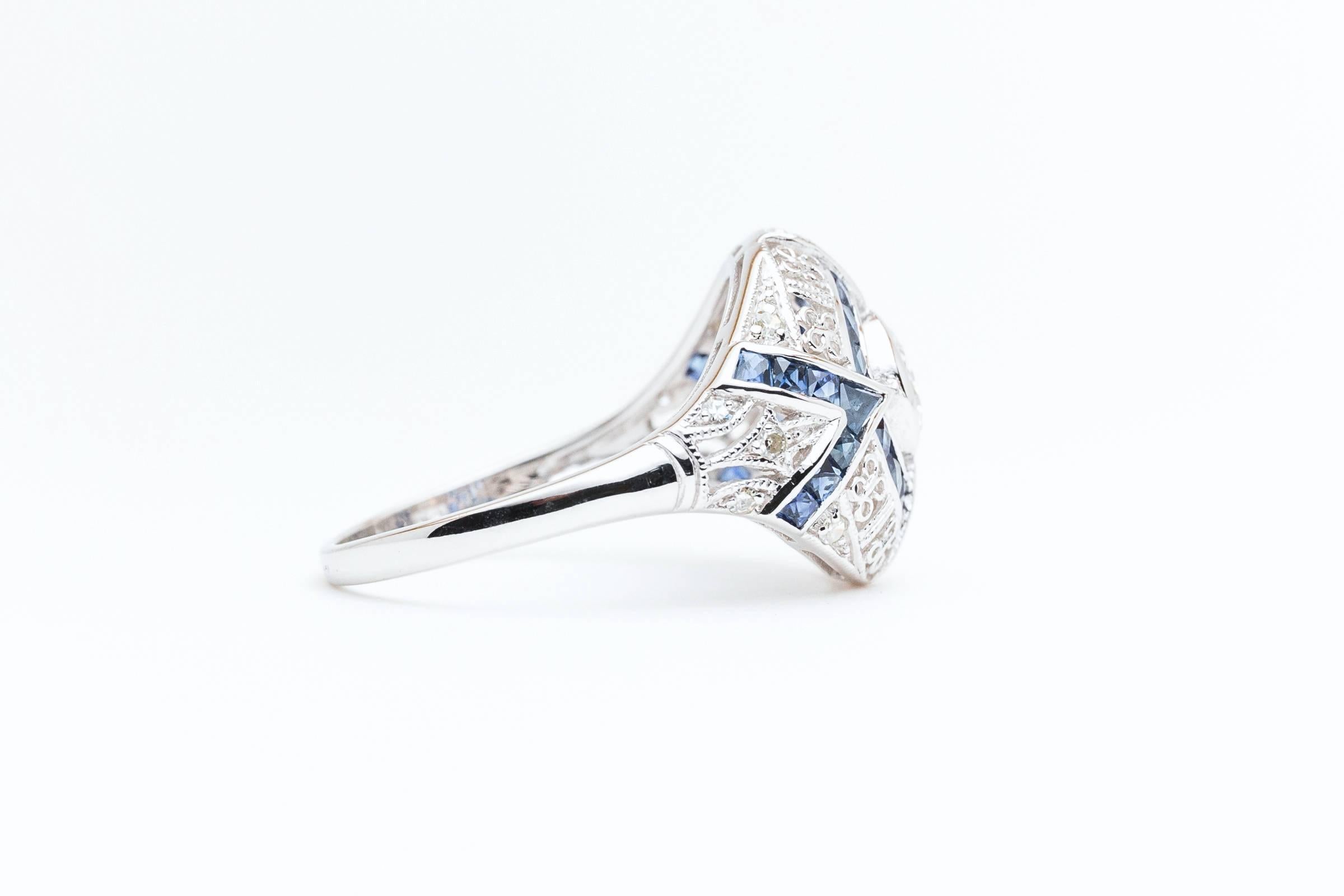 Ravishing 0.60 Carat Diamond Sapphire white Gold Engagement Ring For Sale 1