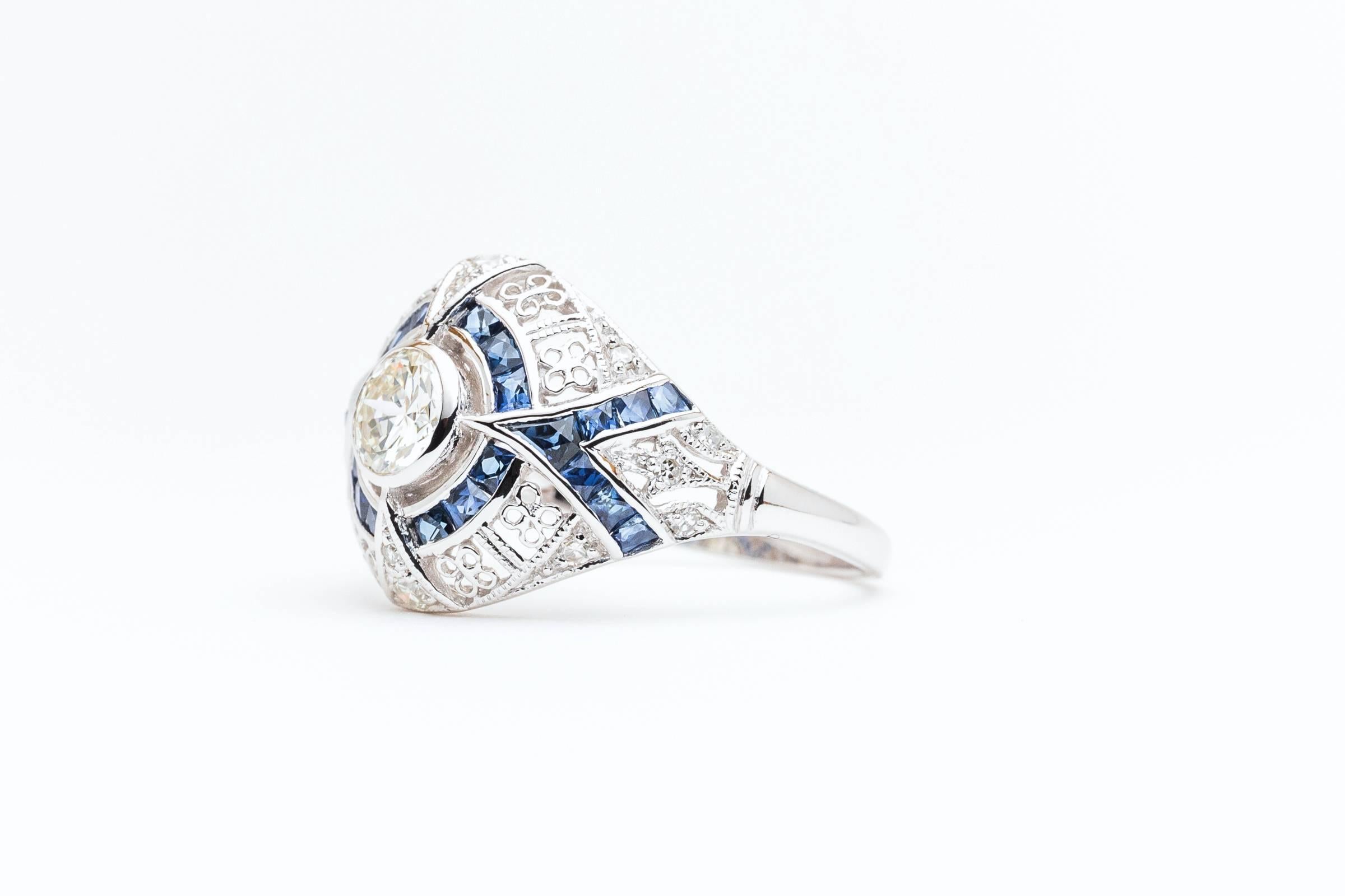 Women's Ravishing 0.60 Carat Diamond Sapphire white Gold Engagement Ring For Sale