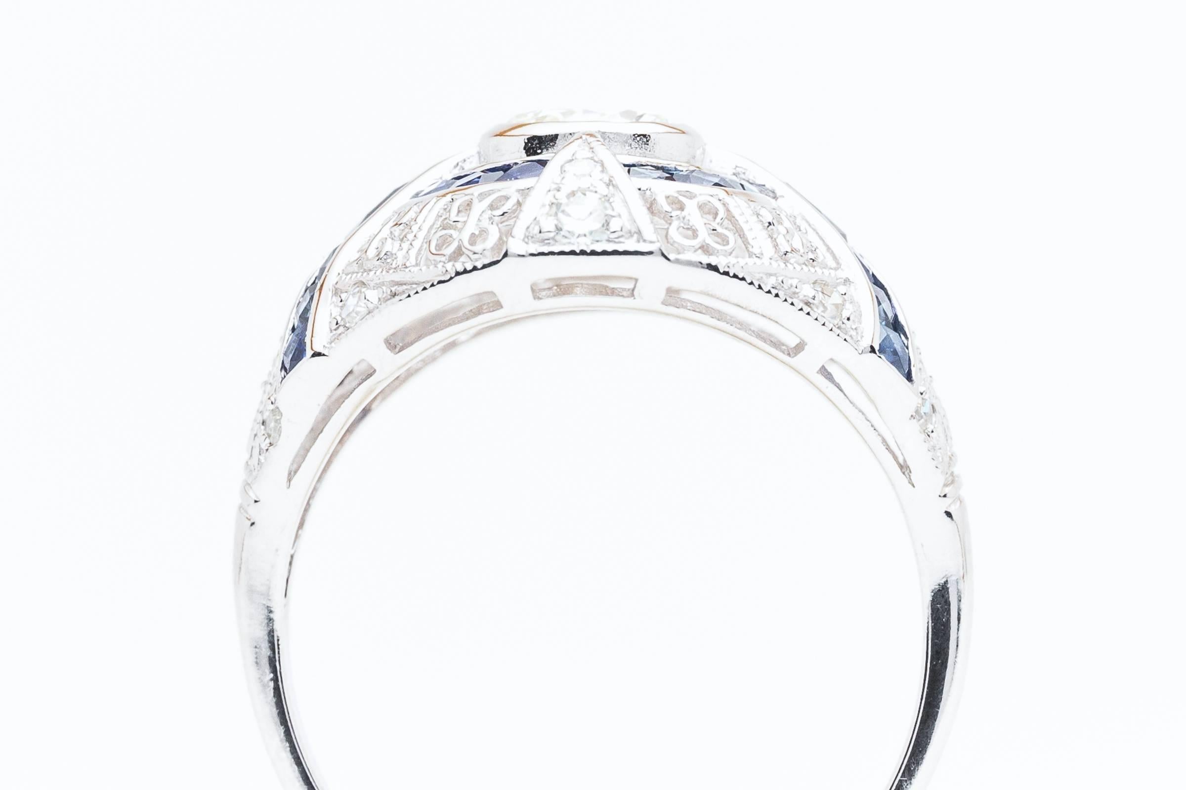 Ravishing 0.60 Carat Diamond Sapphire white Gold Engagement Ring For Sale 2