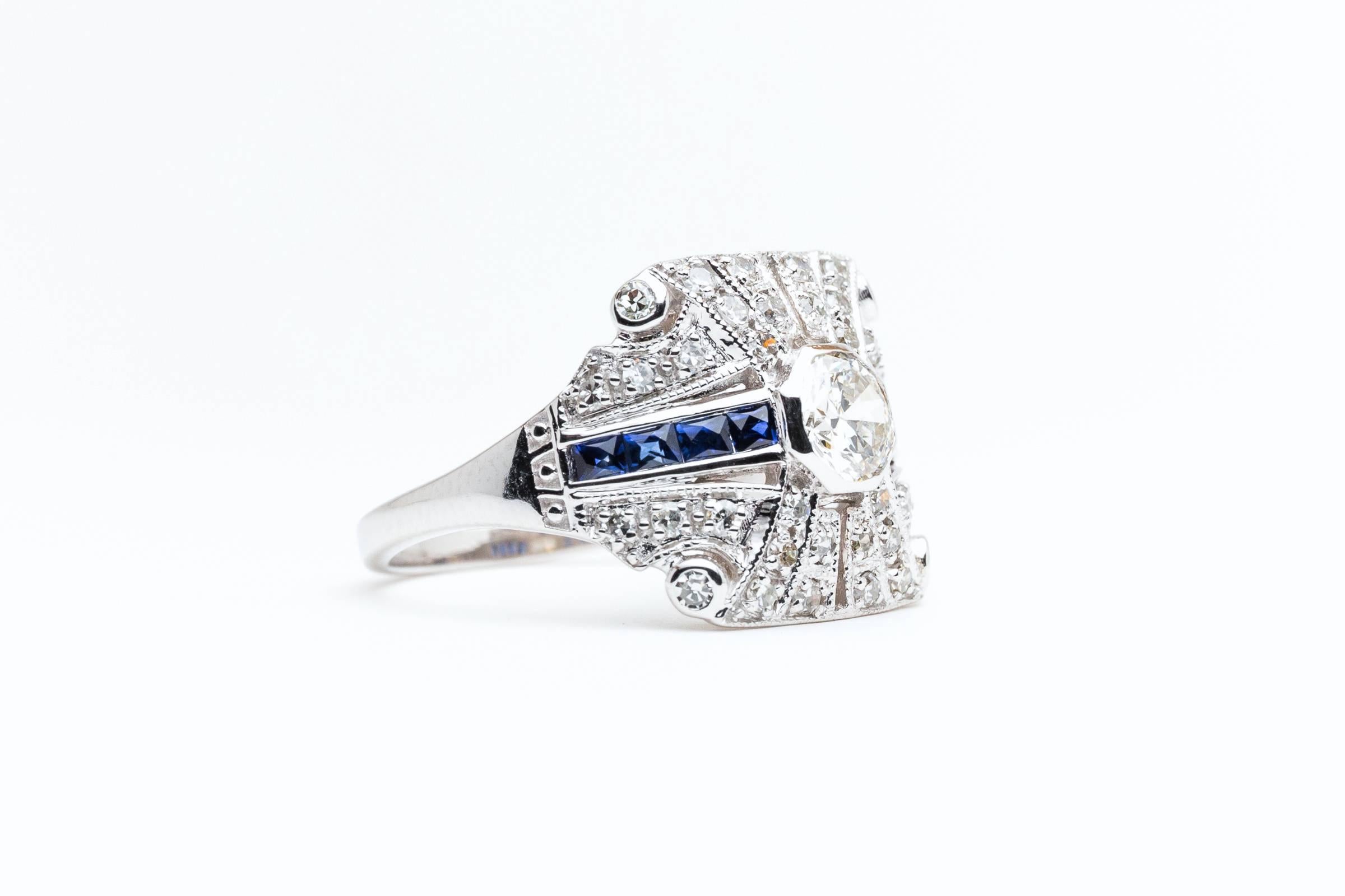 Stunning 1.34 Carat Sapphire Diamond Gold Ring In Excellent Condition For Sale In Boston, MA