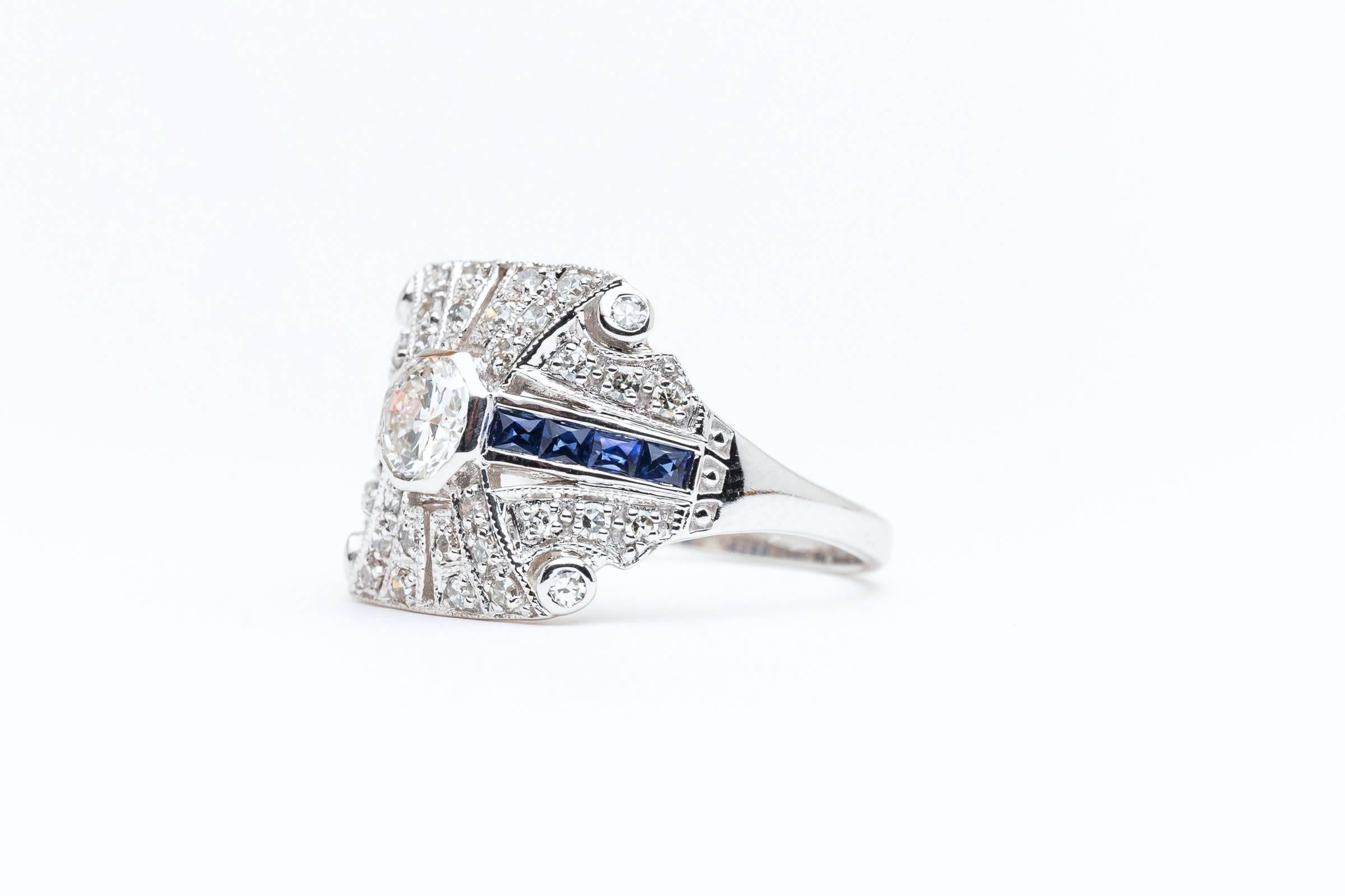 Women's Stunning 1.34 Carat Sapphire Diamond Gold Ring For Sale