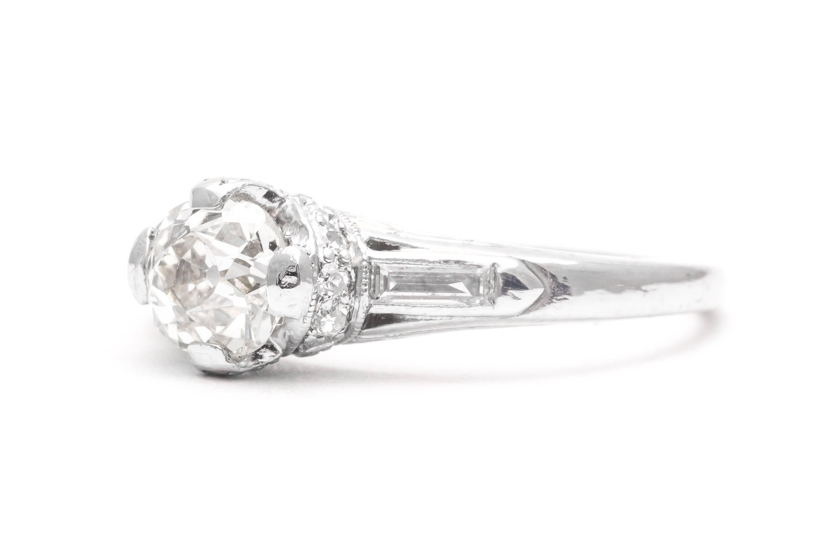 Women's Art Nouveau 0.80 Carat Diamond Engagement Ring in Platinum For Sale