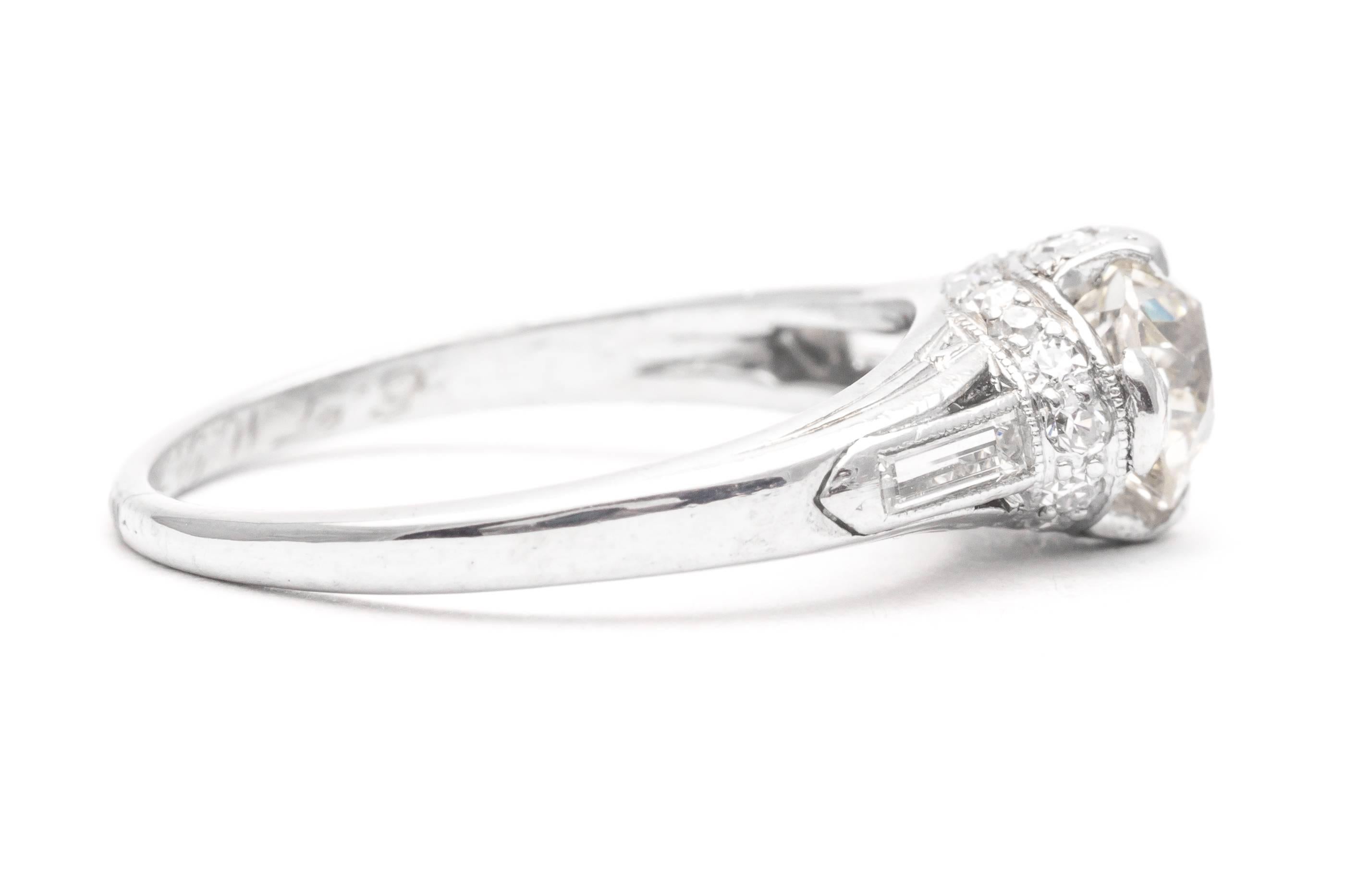 Art Nouveau 0.80 Carat Diamond Engagement Ring in Platinum For Sale 1
