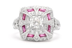 Platinum 0.60 Carat Ruby Diamond Platinum Ring