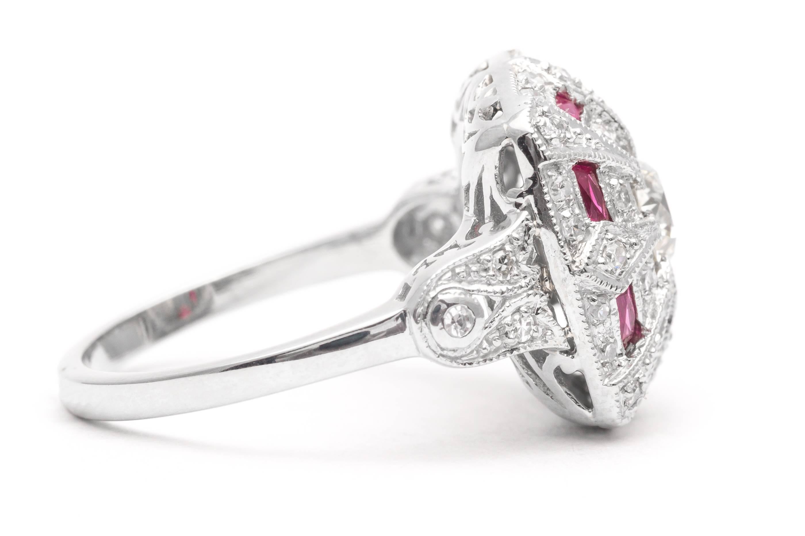 Women's  Platinum 0.60 Carat Ruby Diamond Platinum Ring For Sale