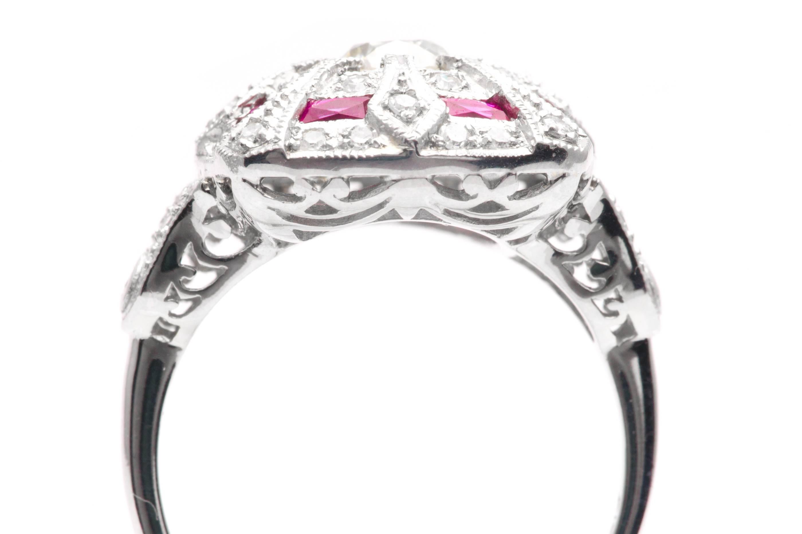  Platinum 0.60 Carat Ruby Diamond Platinum Ring For Sale 1