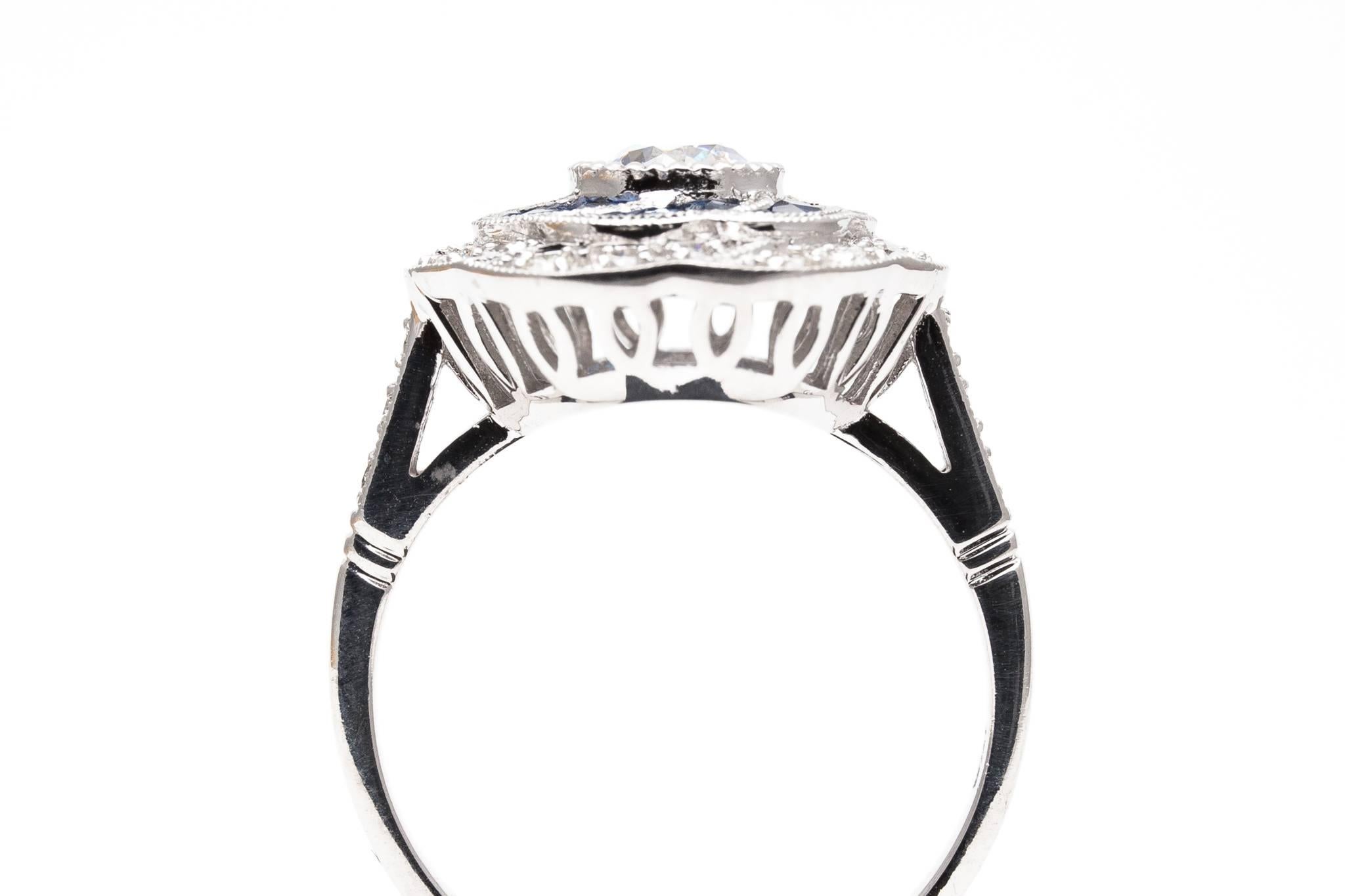 Fantastic Floral Motif 1.76 Carat Diamond & Sapphire Engagement Ring 2