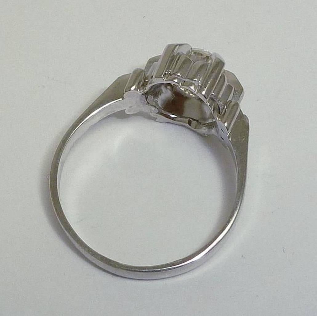 Women's French Art Deco 0.74 Carat Diamond Engagement Ring 