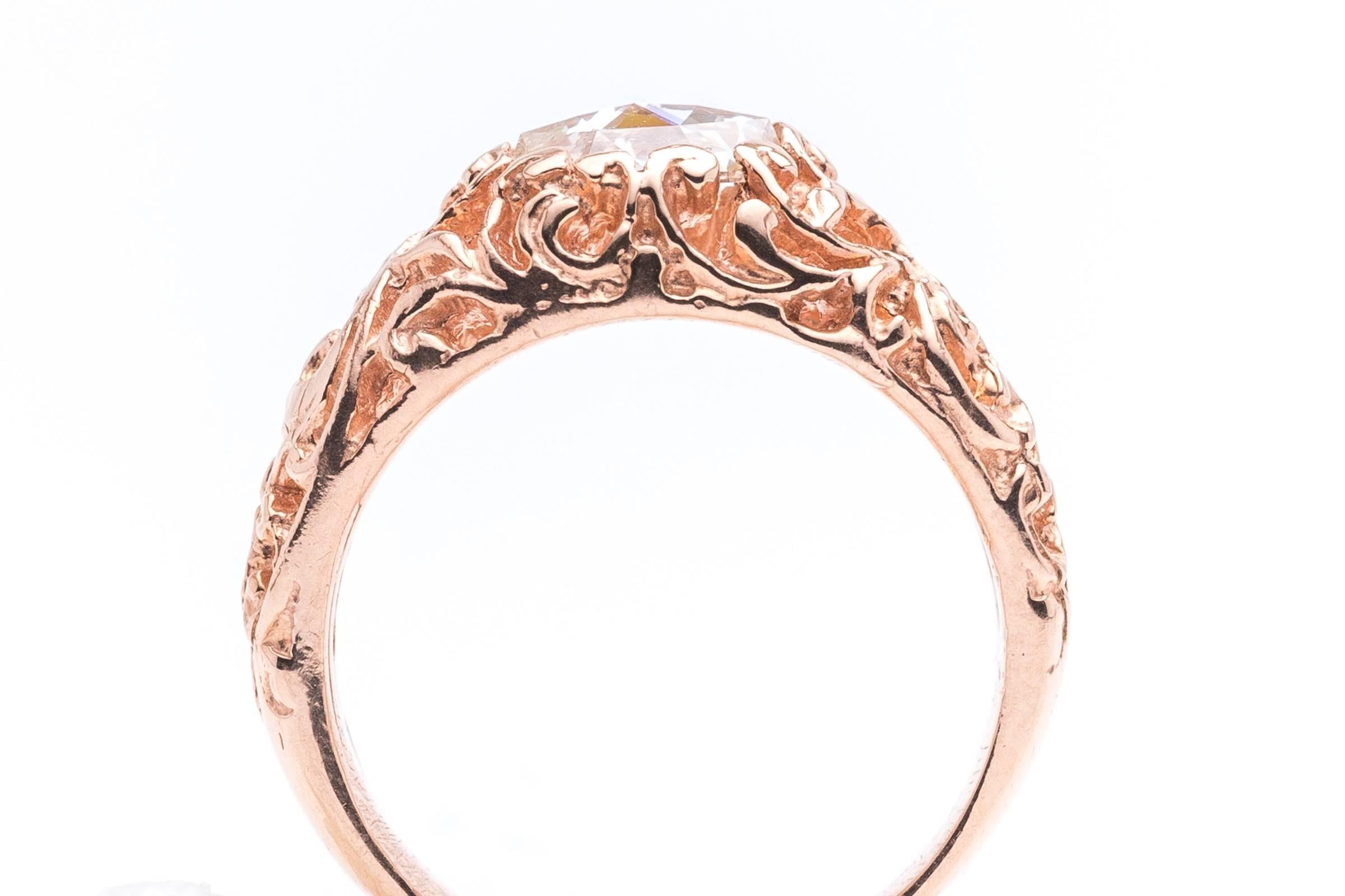 Antique Rose Cut Diamond Solitaire Engagement Ring 2
