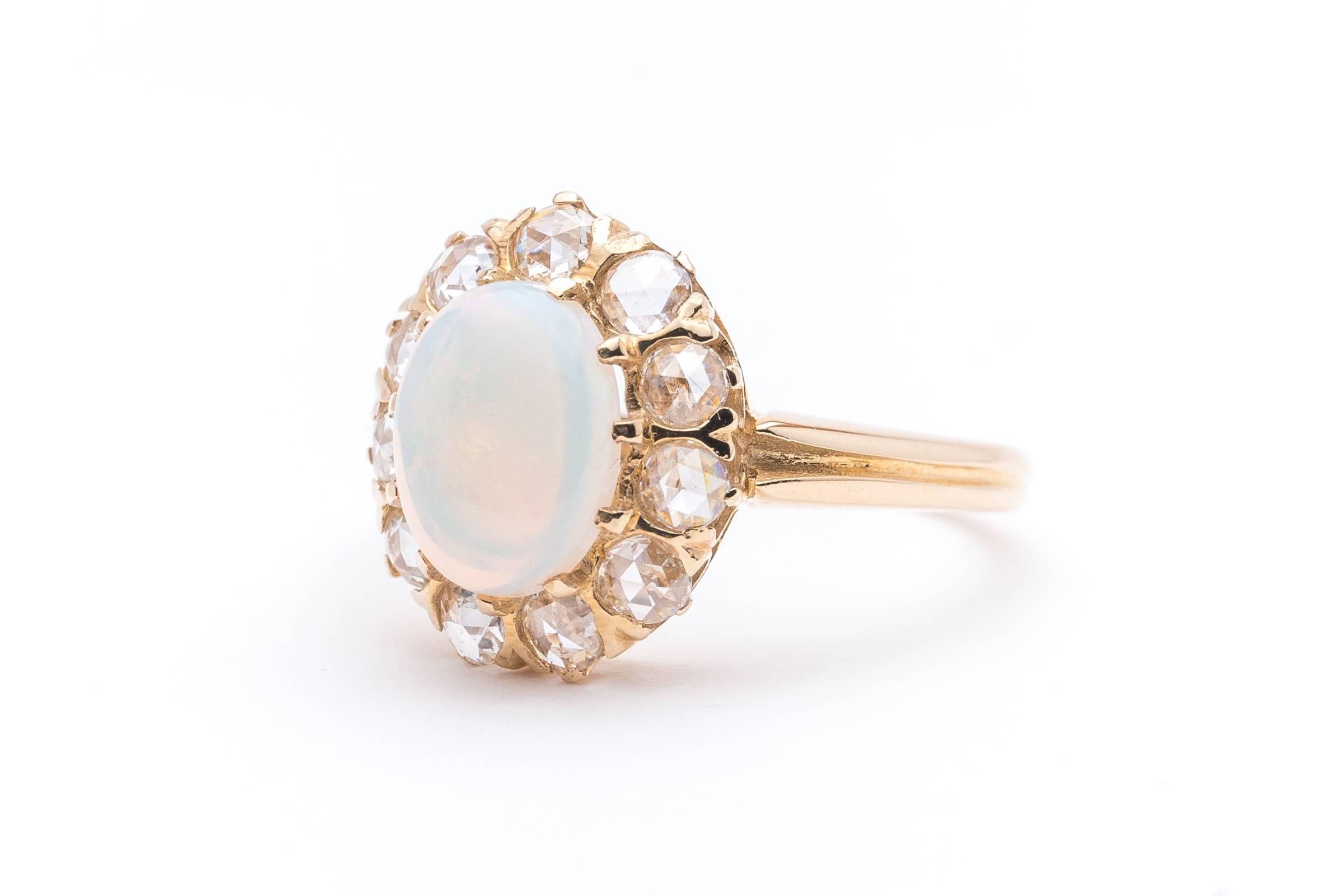 Women's Victorian Opal Rose Cut Diamond Ring
