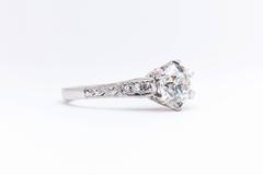 Art Deco Hand Engraved 1.25 Carat Diamond Platinum Solitaire Engagement Ring
