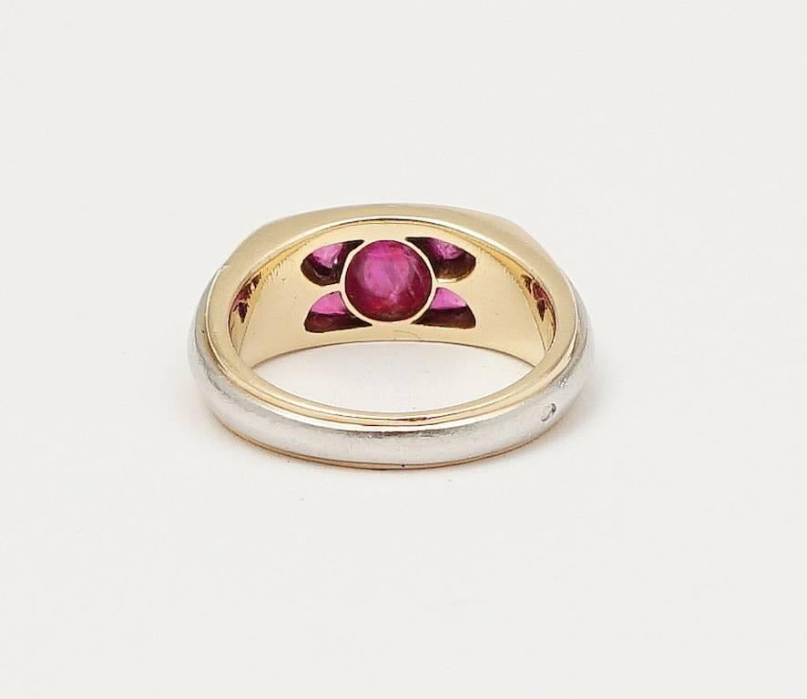 French Art Deco Ruby Gold Platinum Ring 3