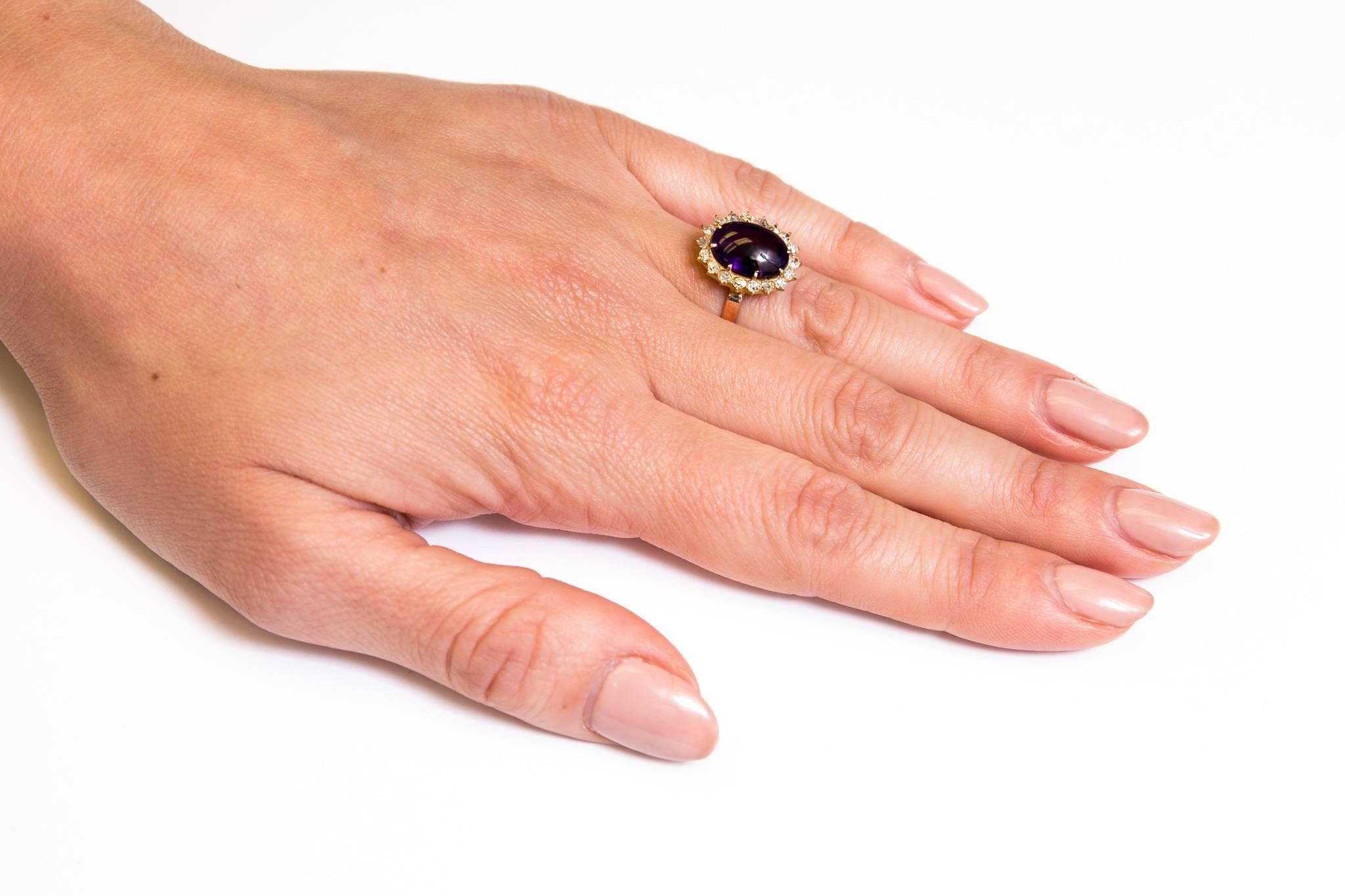 Luxurious Victorian Antique 5 Carat Amethyst Diamond Gold Ring 1