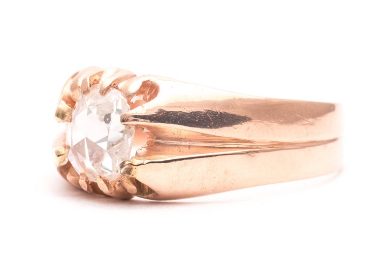 Antique Victorian Rose Cut Diamond Gold Men's Ring For Sale at 1stDibs