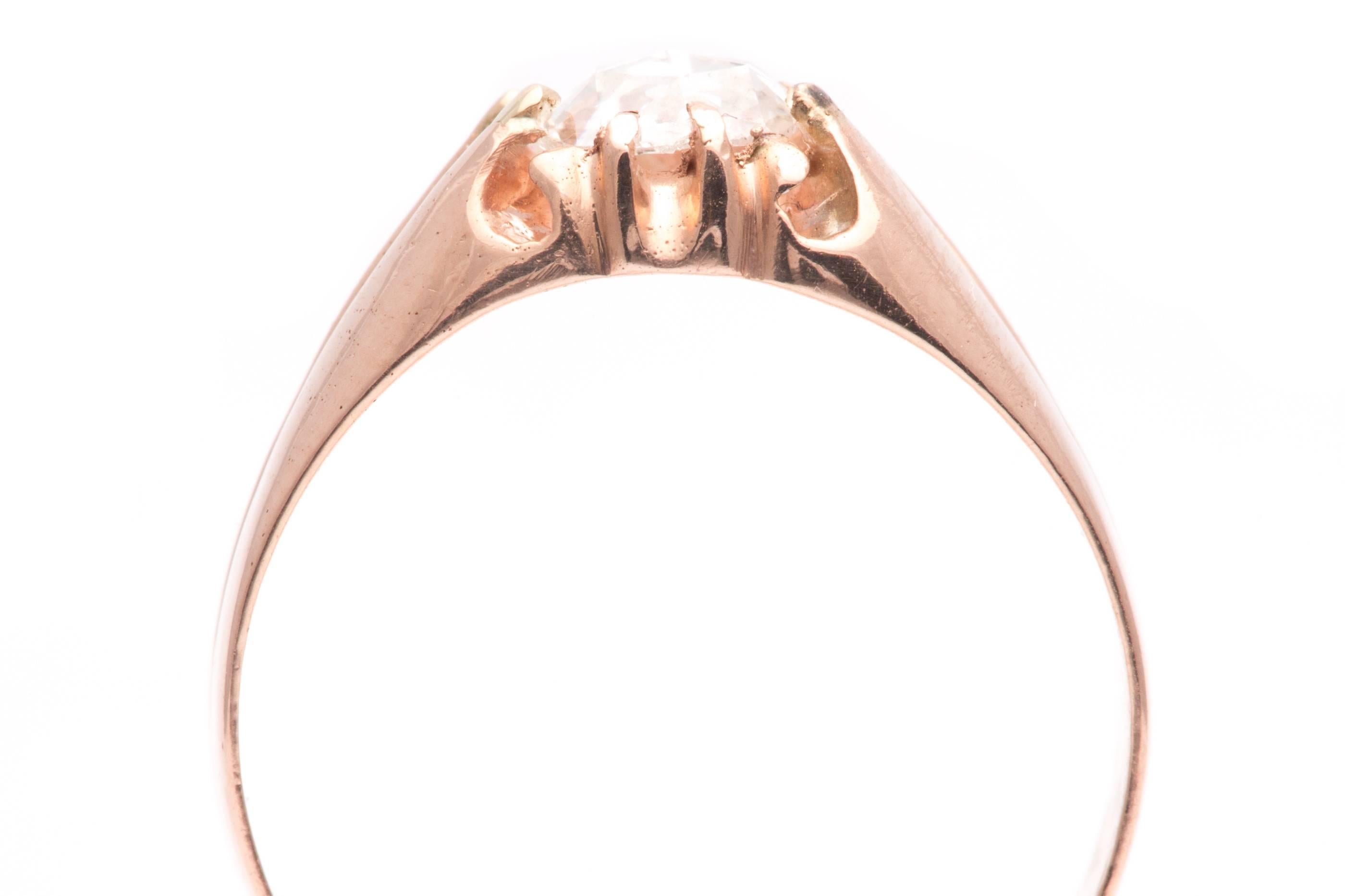 Antique Victorian Rose Cut Diamond Gold Men's Ring For Sale 1