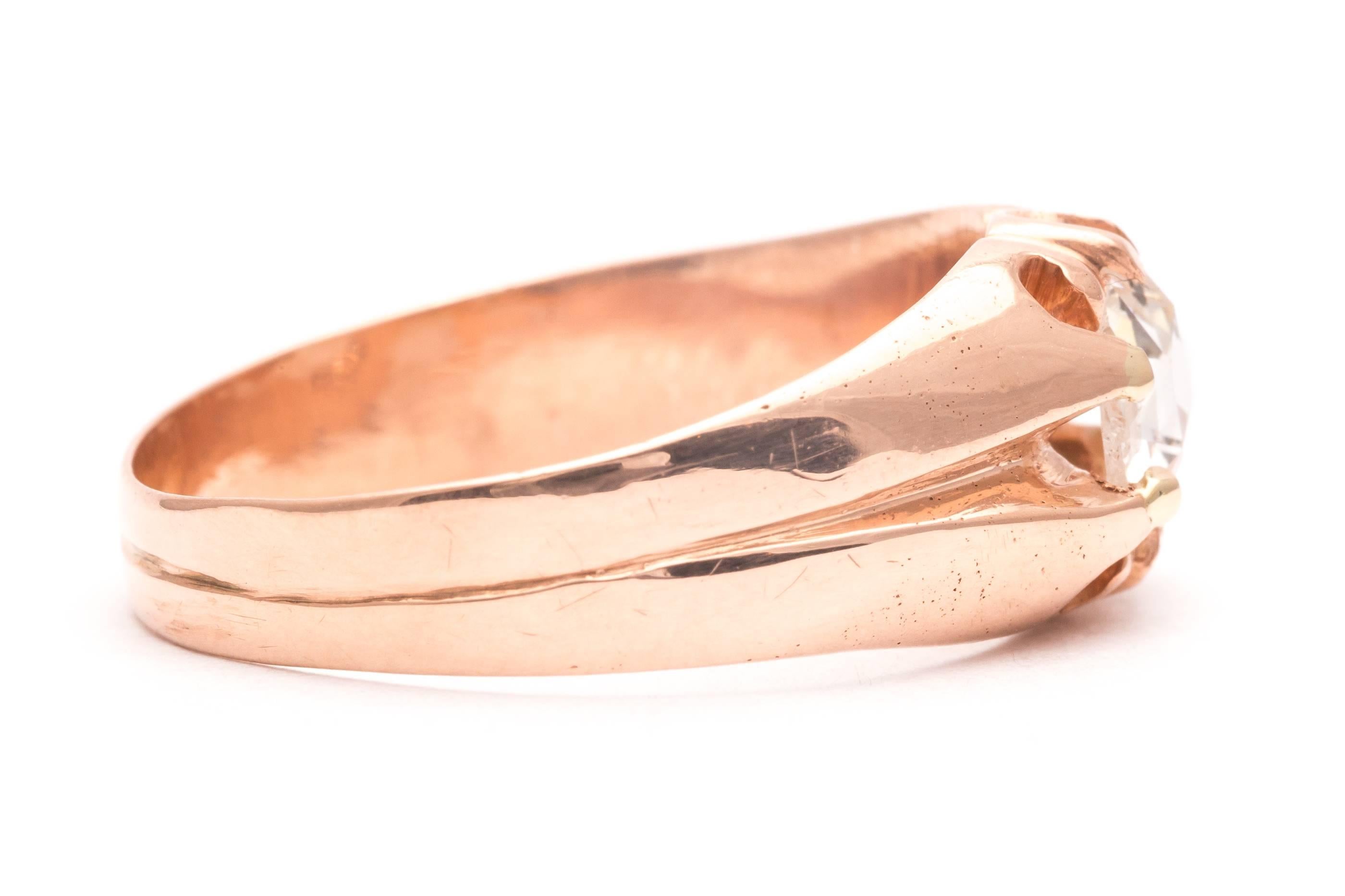 Women's Antique Victorian Rose Cut Diamond Gold Men's Ring For Sale