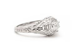 Floral 0.80 Carat Diamond Filigree Engagement Ring in Platinum