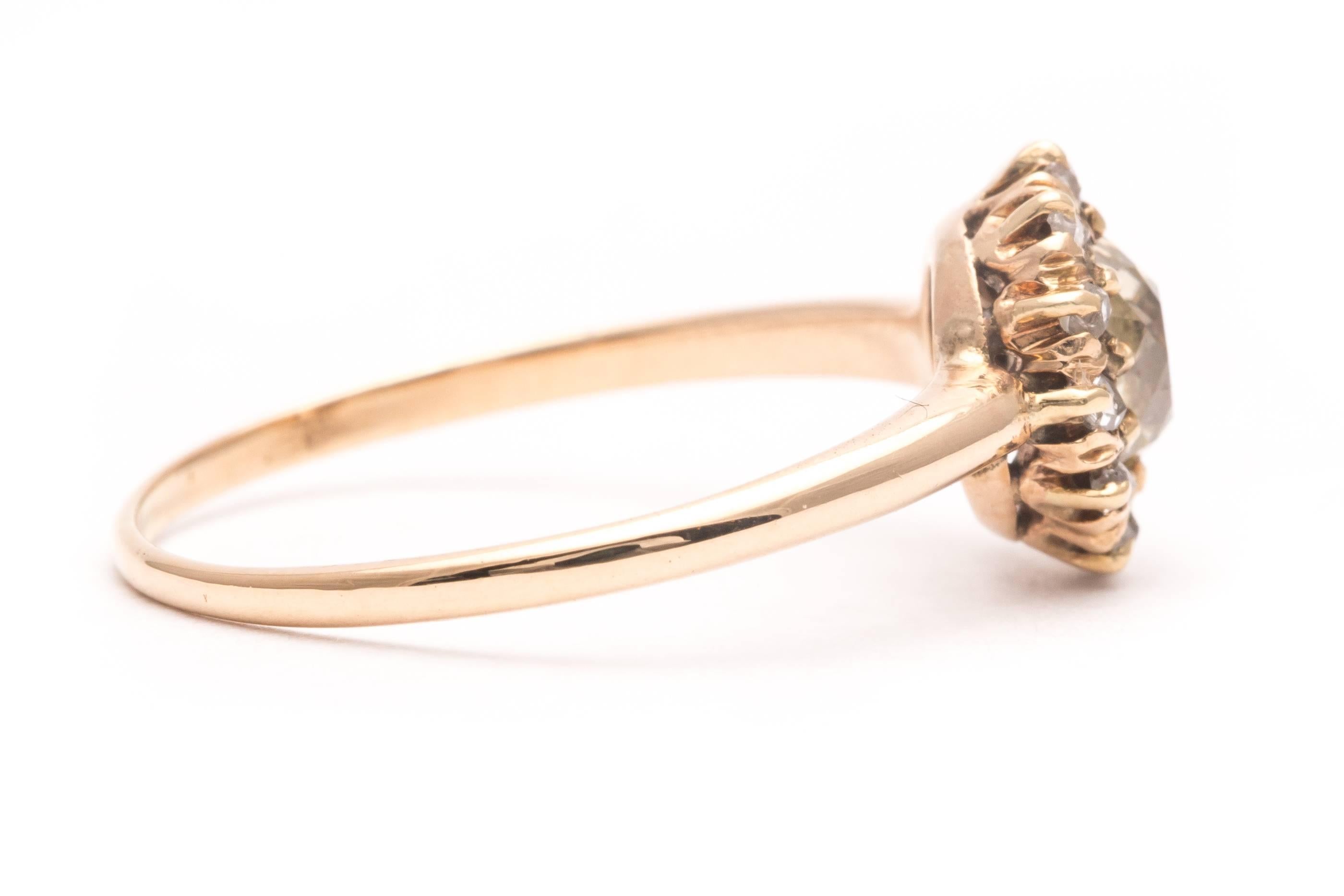 Women's Georgian Rose and Mine Cut Diamond Engagement Ring