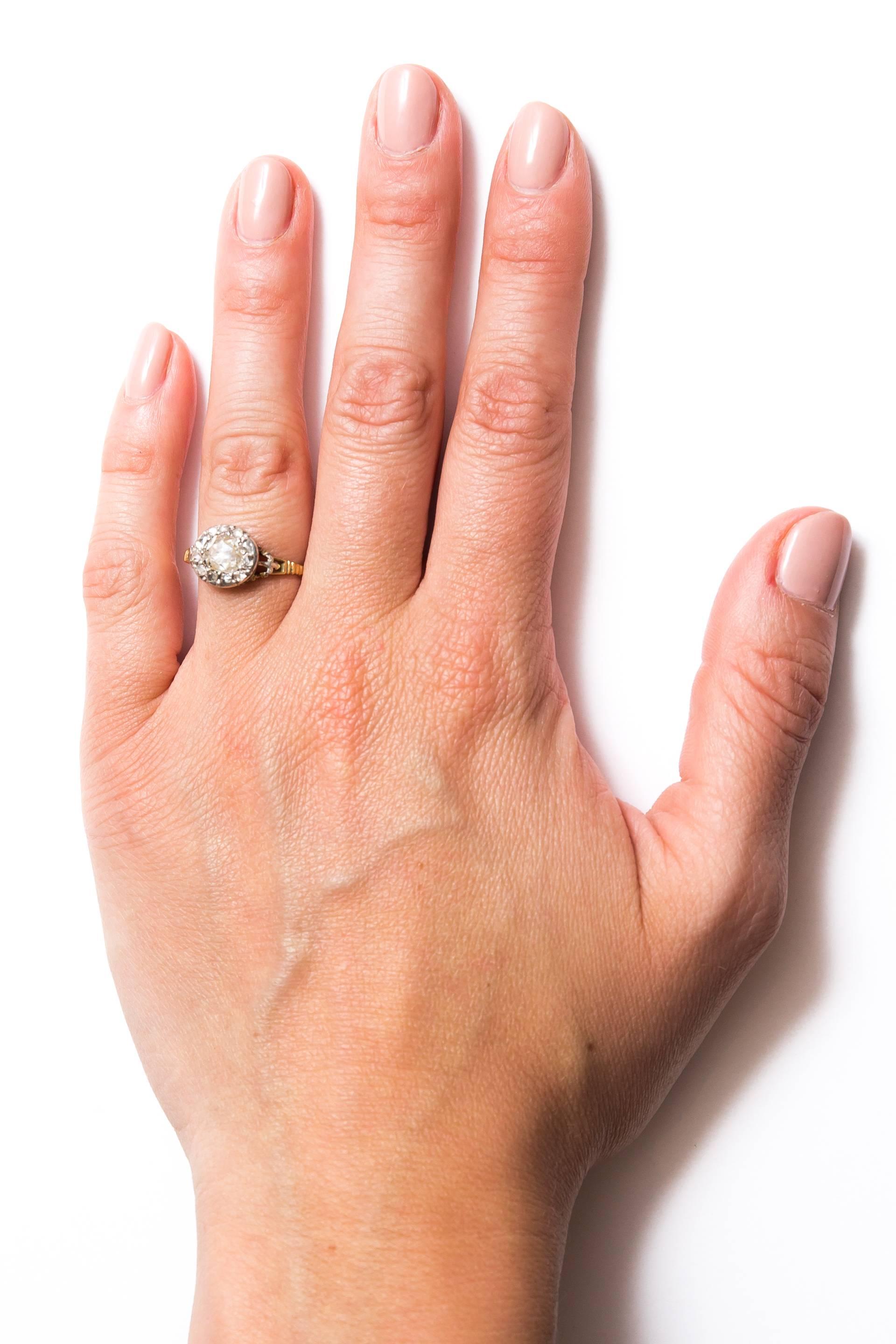 Women's 18th Century Georgian Rose Cut Diamond Yellow Gold Engagement Ring For Sale