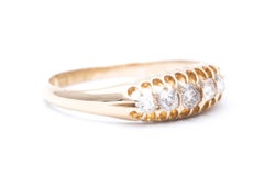 Edwardian Five-Stone Diamond Wedding Band in 18 Karat Yellow Gold