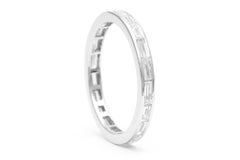 Art Deco Channel Set Baguette Diamond Wedding Band in Platinum