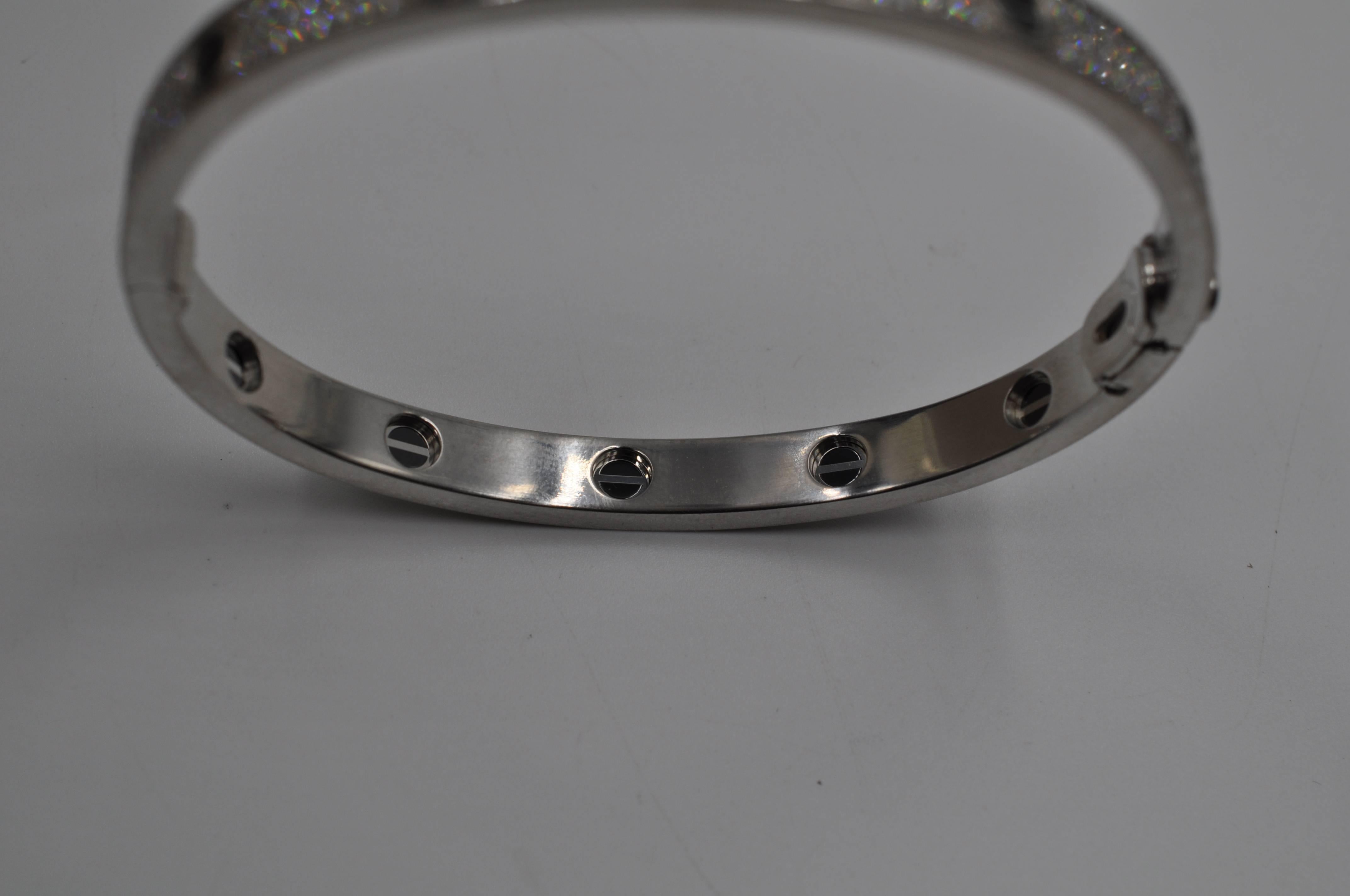 Women's or Men's Cartier Pave Diamond Black Ceramic Gold Love Bracelet