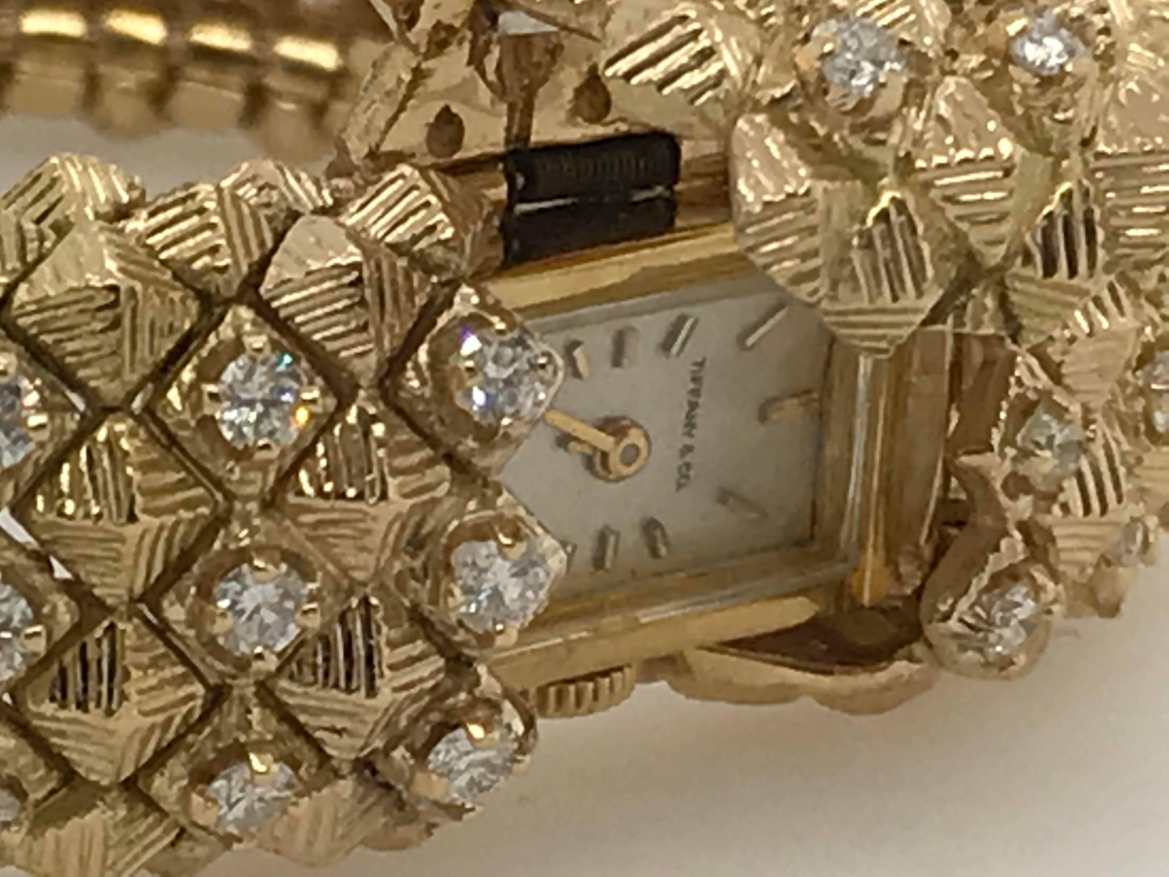 Women's Tiffany & Co. 1950s Yellow Gold and Diamond Bracelet Watch