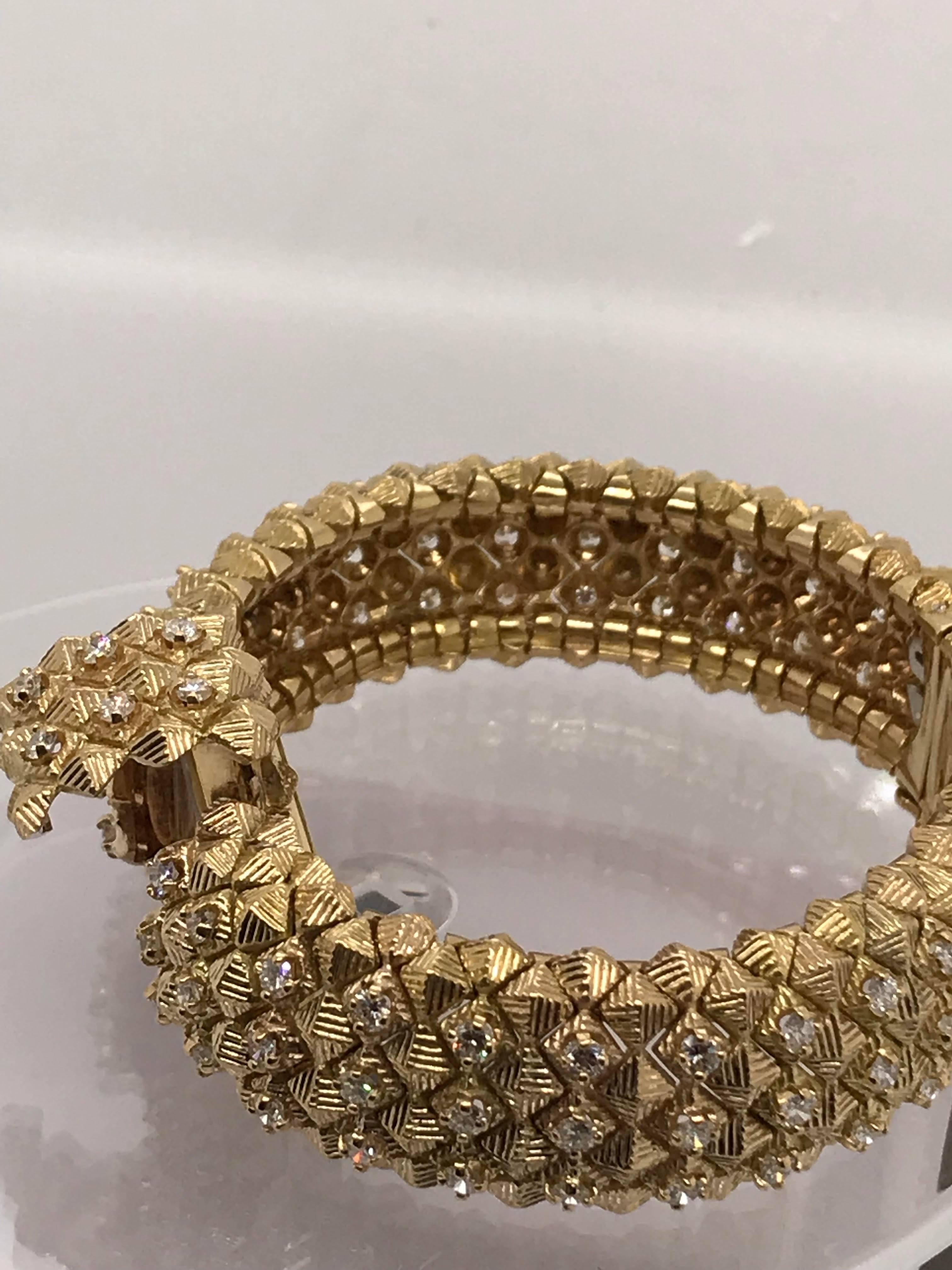 Tiffany & Co. 1950s Yellow Gold and Diamond Bracelet Watch 1