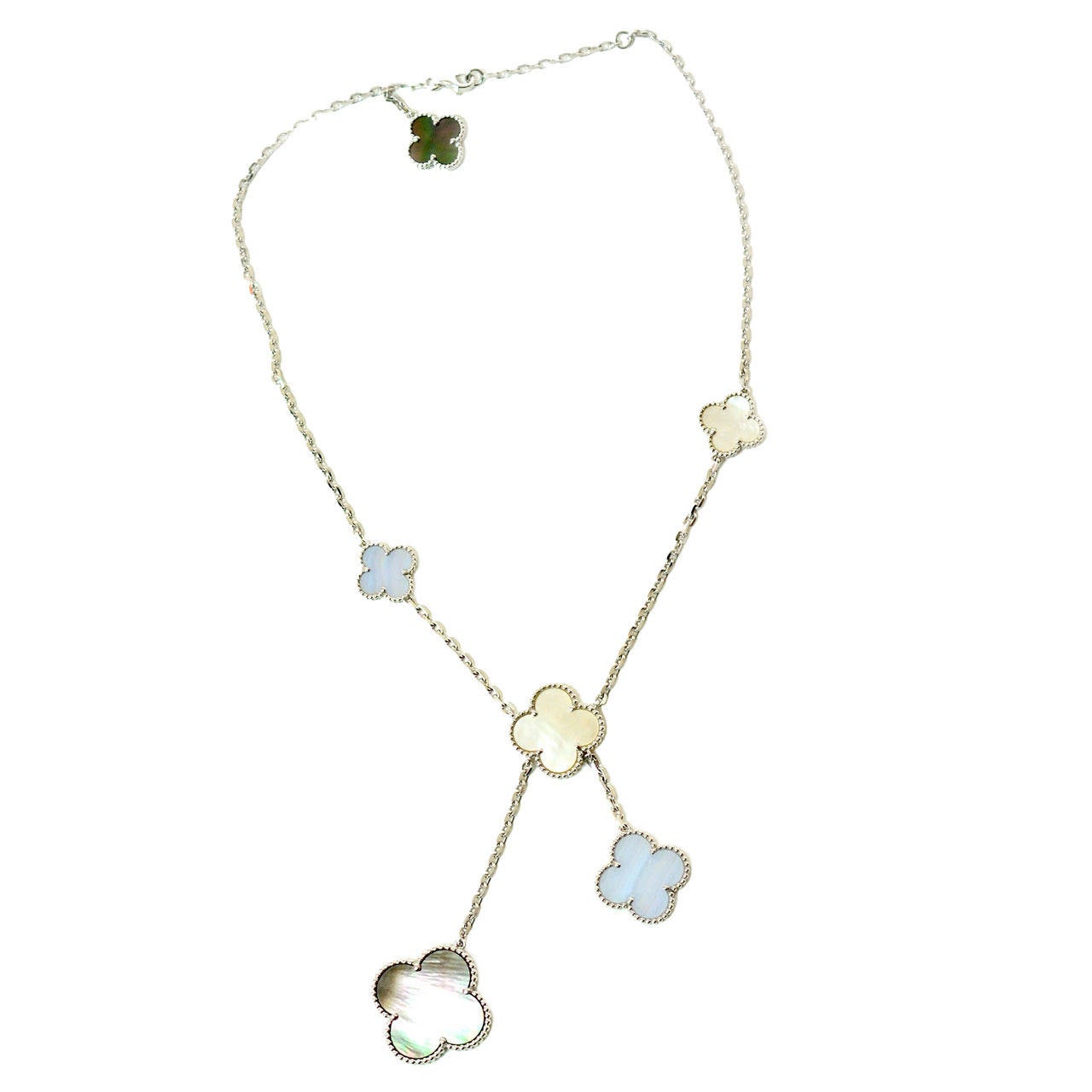 Van Cleef & Arpels Chalcedony Mother-of-Pearl Gold Magic Alhambra Necklace