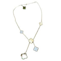 Van Cleef & Arpels Chalcedony Mother-of-Pearl Gold Magic Alhambra Necklace