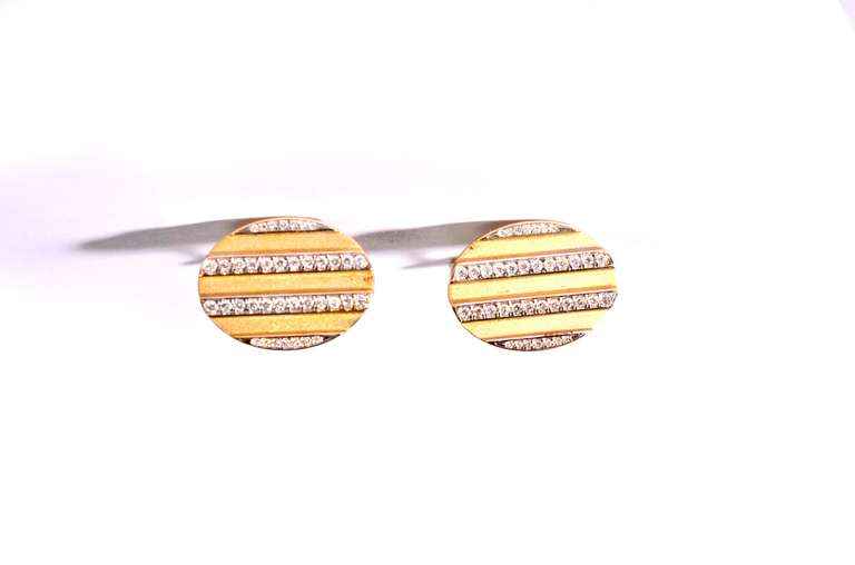Tiffany & Co. Diamond Yellow Gold Cufflinks For Sale 1