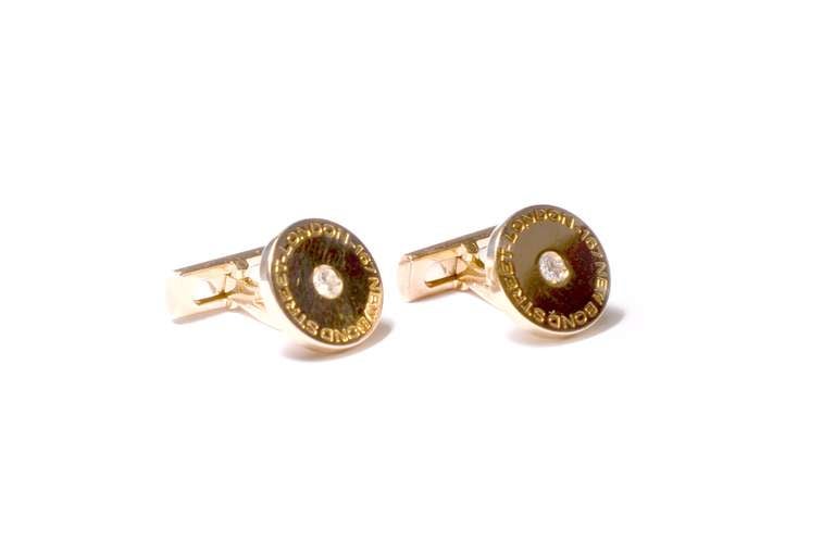 Brand: Asprey

Metal: 18k Yellow Gold 

Stones:  Diamonds 

Style: Cufflinks 

Engraved: 