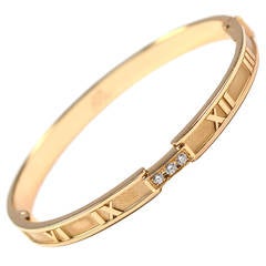 Tiffany & Co. Diamond Gold Atlas Hinged Bangle Bracelet