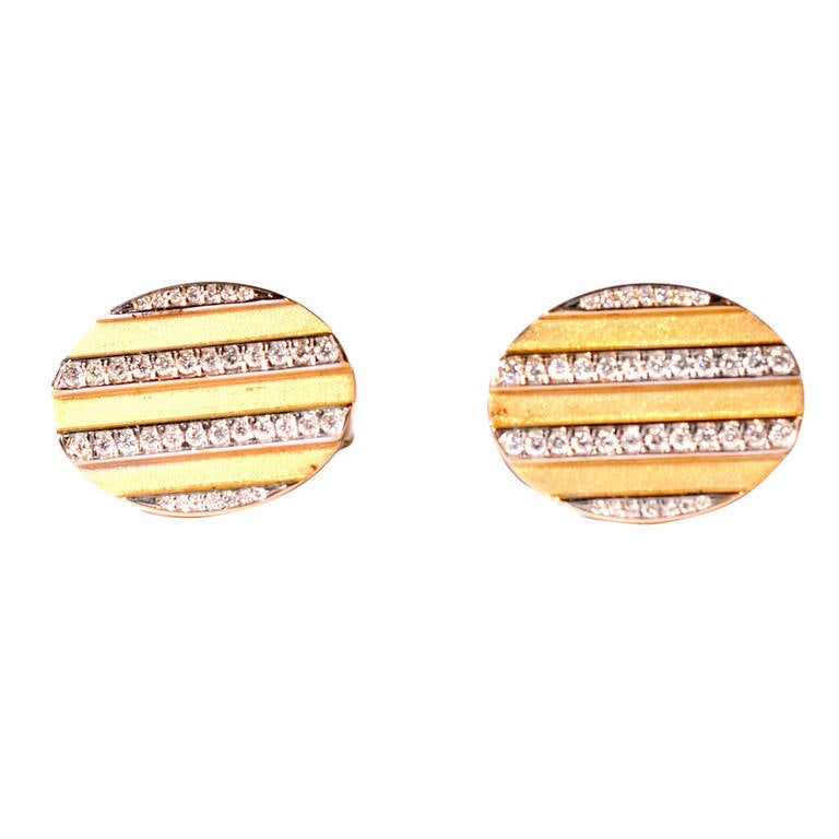 Tiffany & Co. Diamond Yellow Gold Cufflinks For Sale