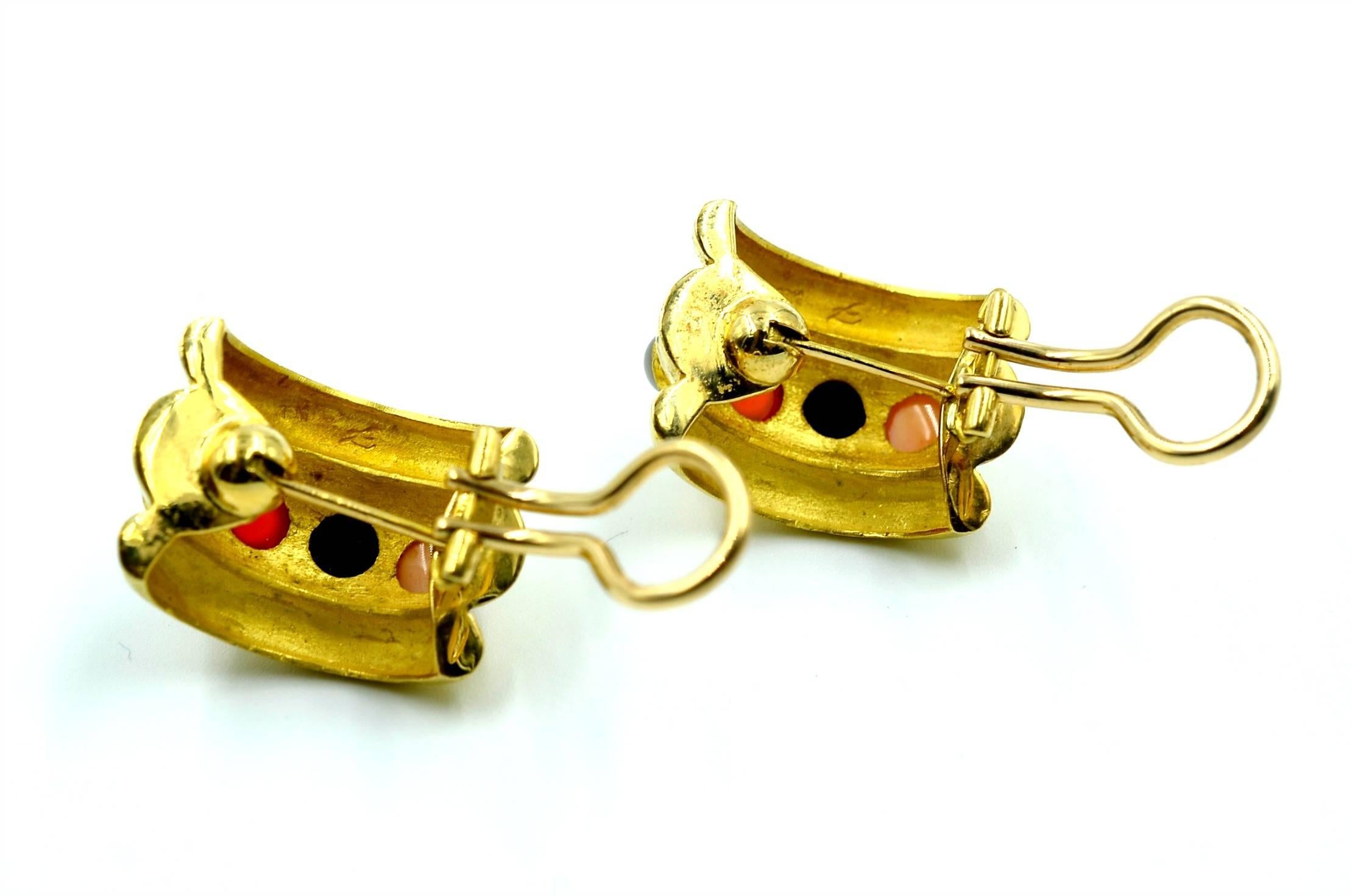 Elizabeth Locke Amalfi Colored Stone Gold Earrings In Excellent Condition For Sale In Houston, TX