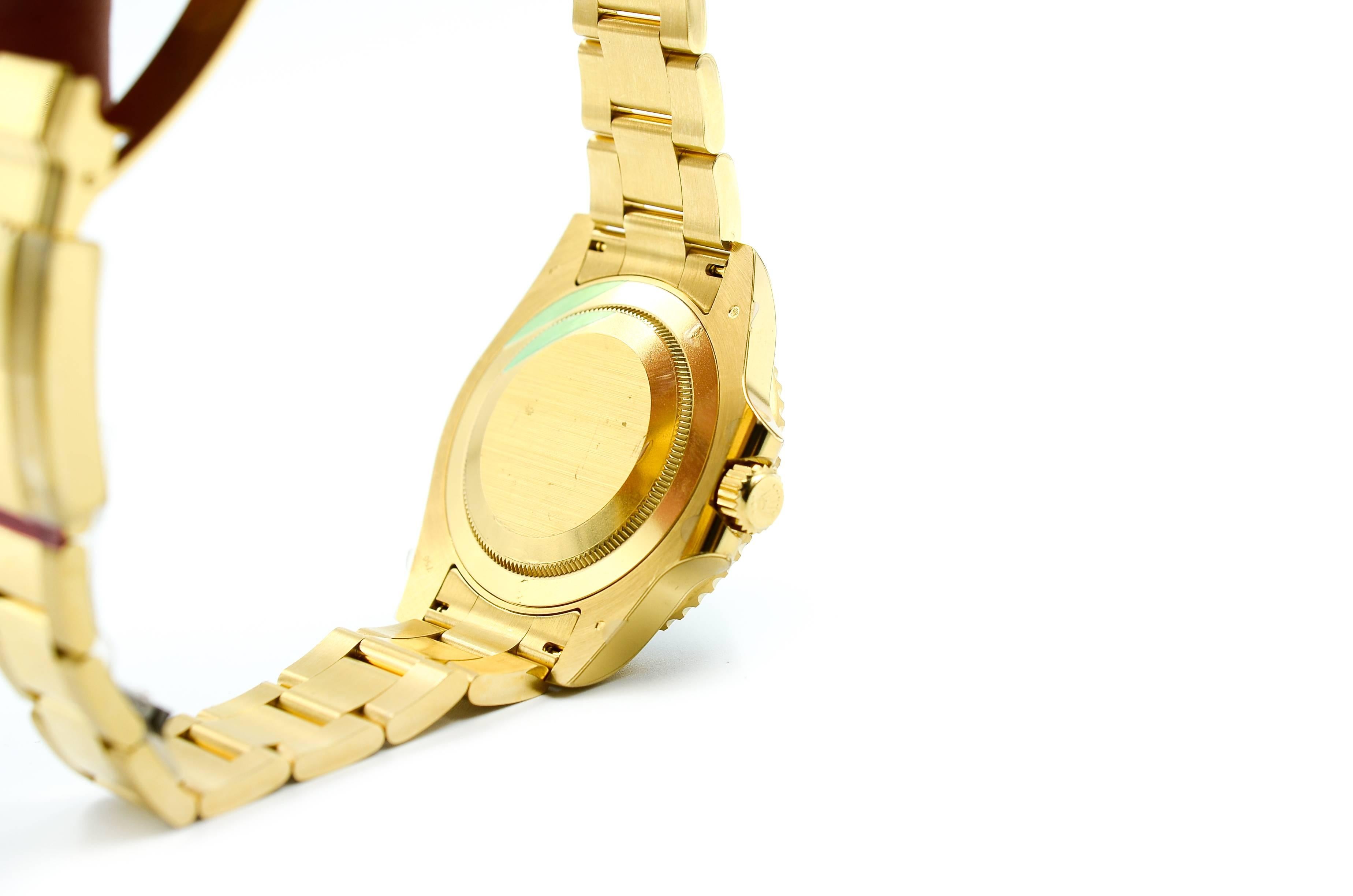 Rolex Yellow Gold GMT Master II Green Index Dial Oyster Bracelet Wristwatch 2