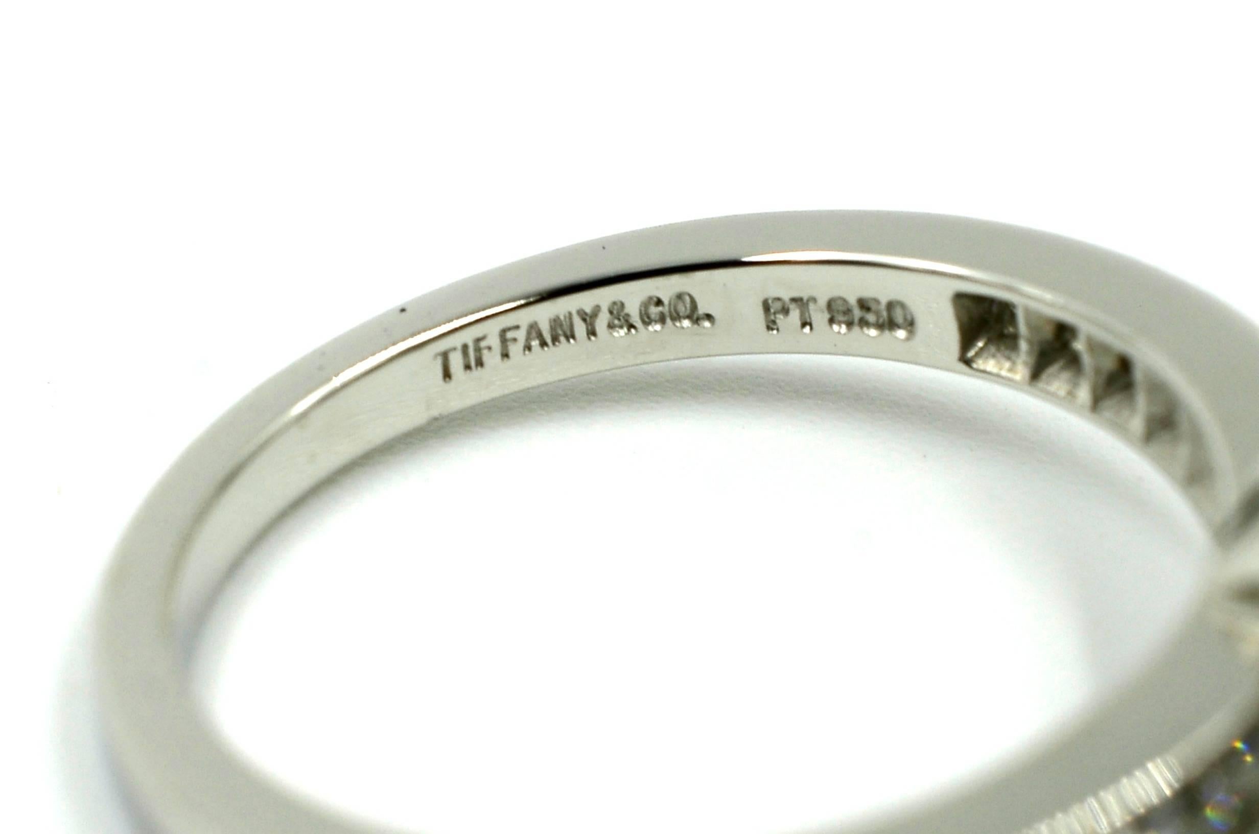 Contemporary Tiffany & Co. 1.21 Carat Diamond Platinum Round Brilliant Engagement Ribbon Ring For Sale