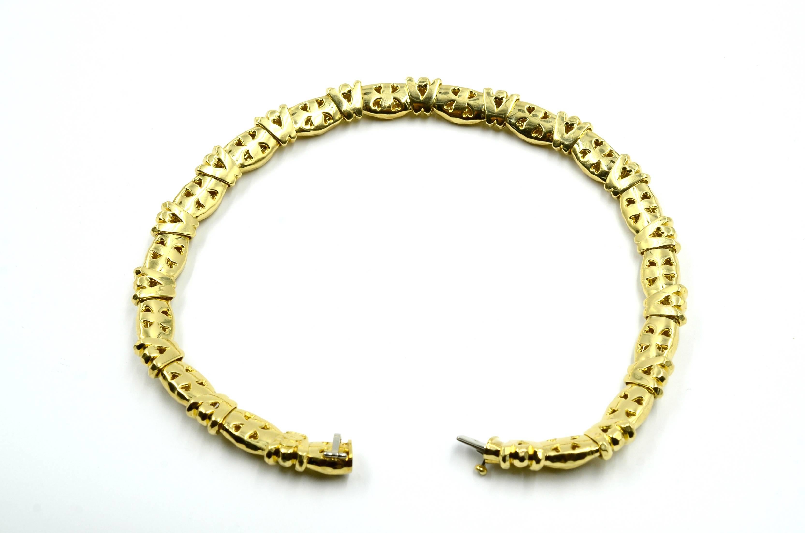 Women's Henry Dunay Hammered Gold Link Necklace