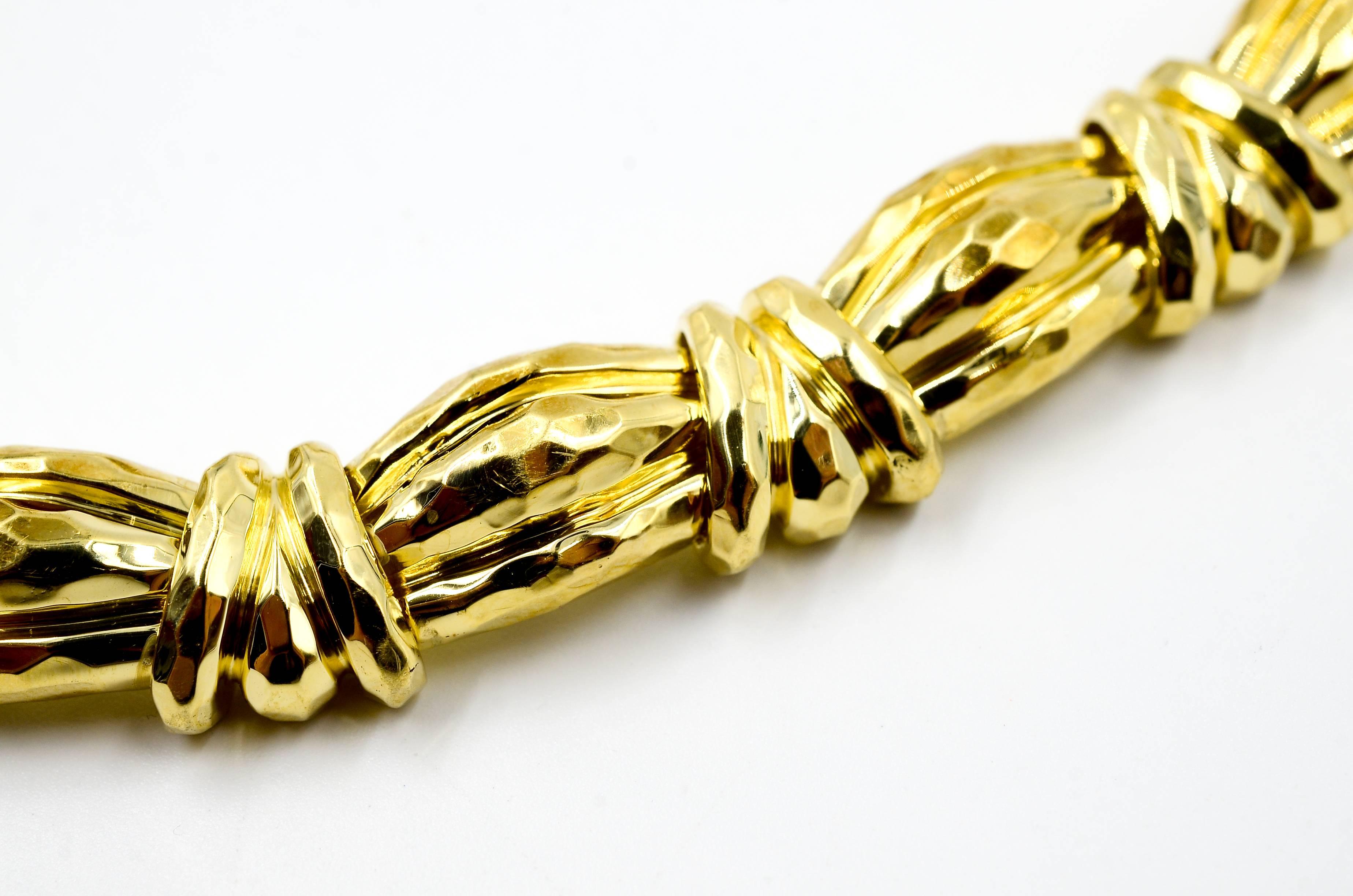 Henry Dunay Hammered Gold Link Necklace 3