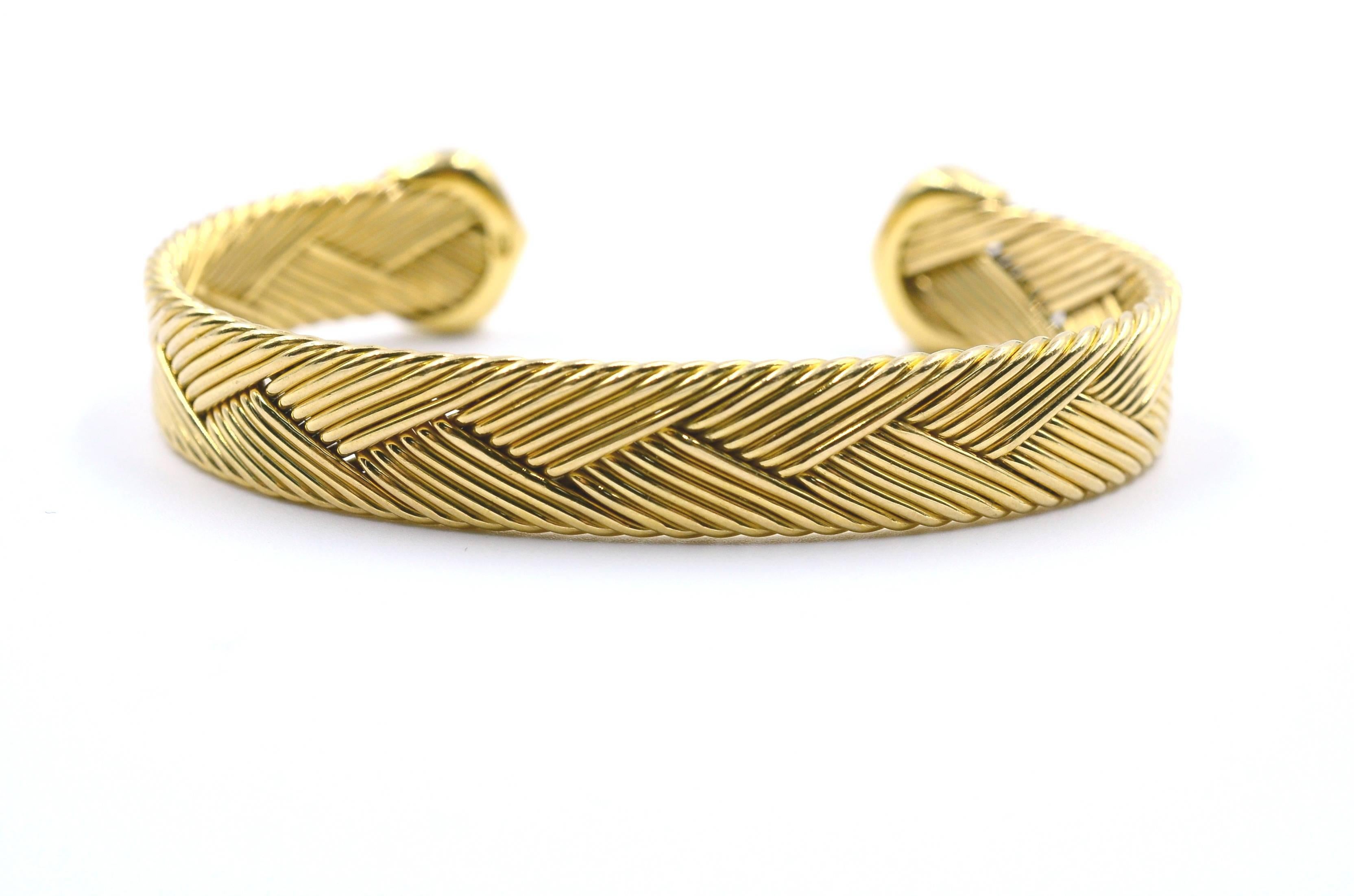 Contemporary Cartier C De Cartier Weave Design Gold Bracelet