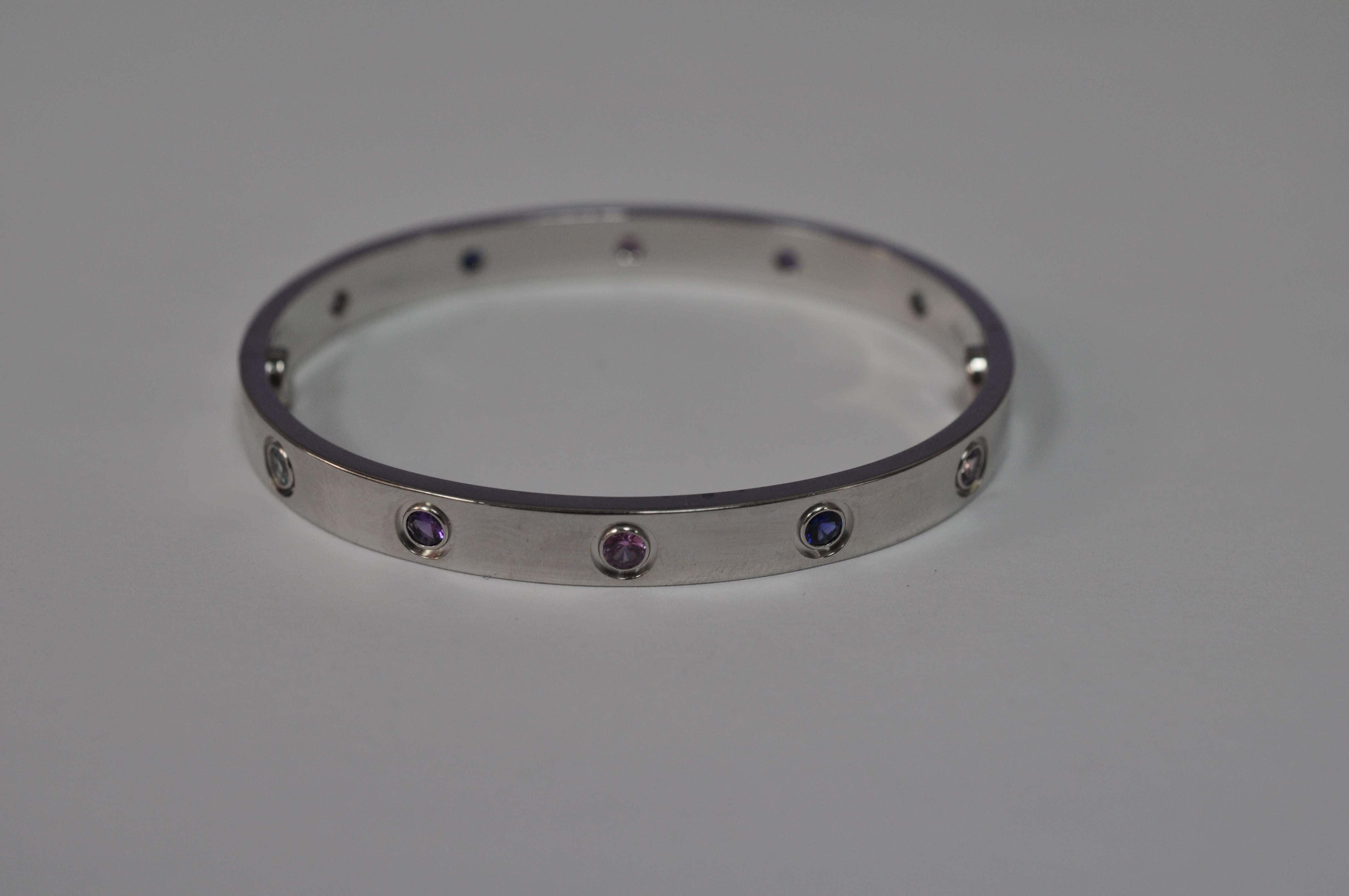 Contemporary Cartier Aquamarines Sapphires Spinels Amethysts gold 16 Love Bracelet  