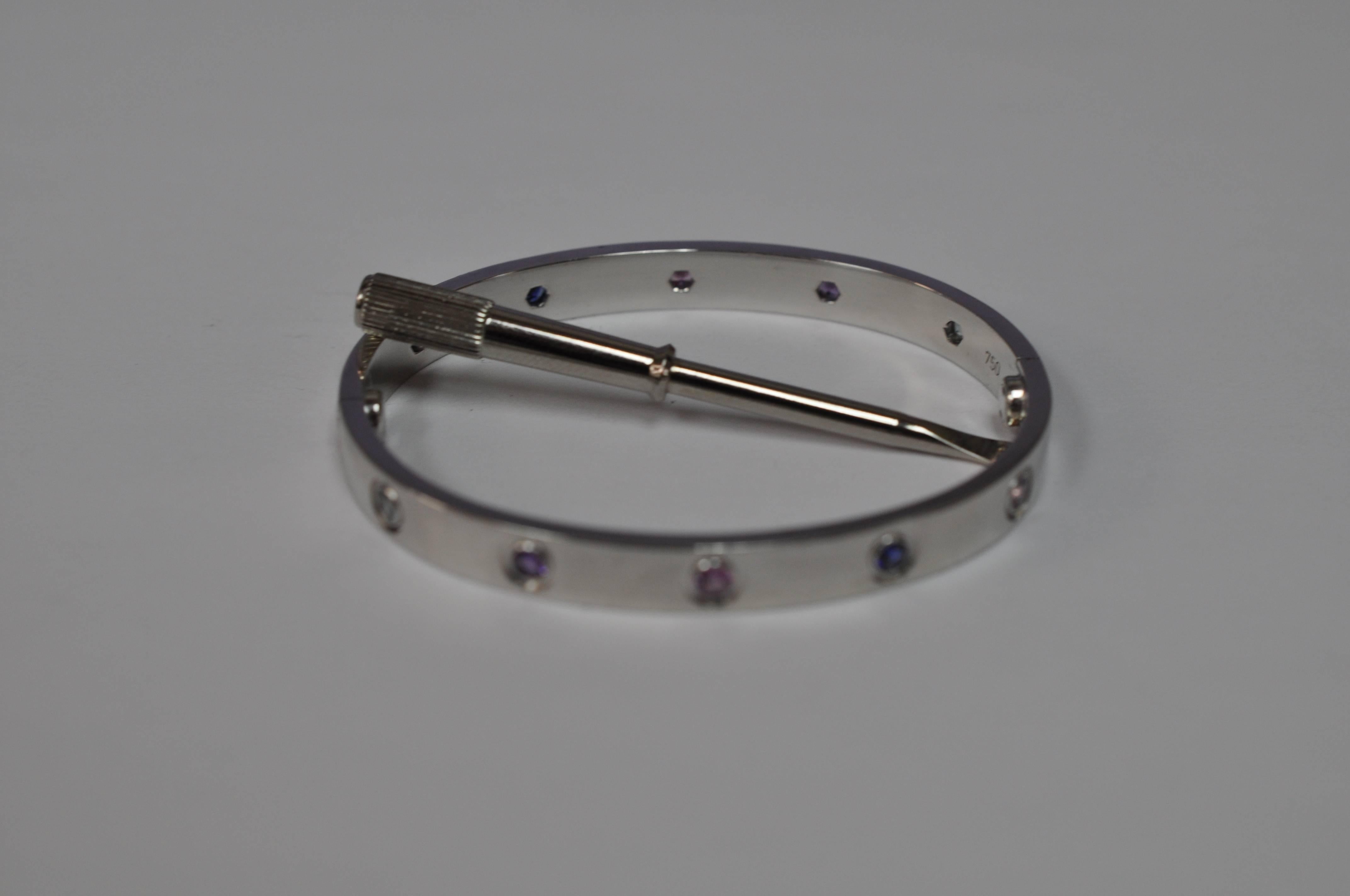 Cartier Aquamarines Sapphires Spinels Amethysts gold 16 Love Bracelet   In Excellent Condition In Houston, TX